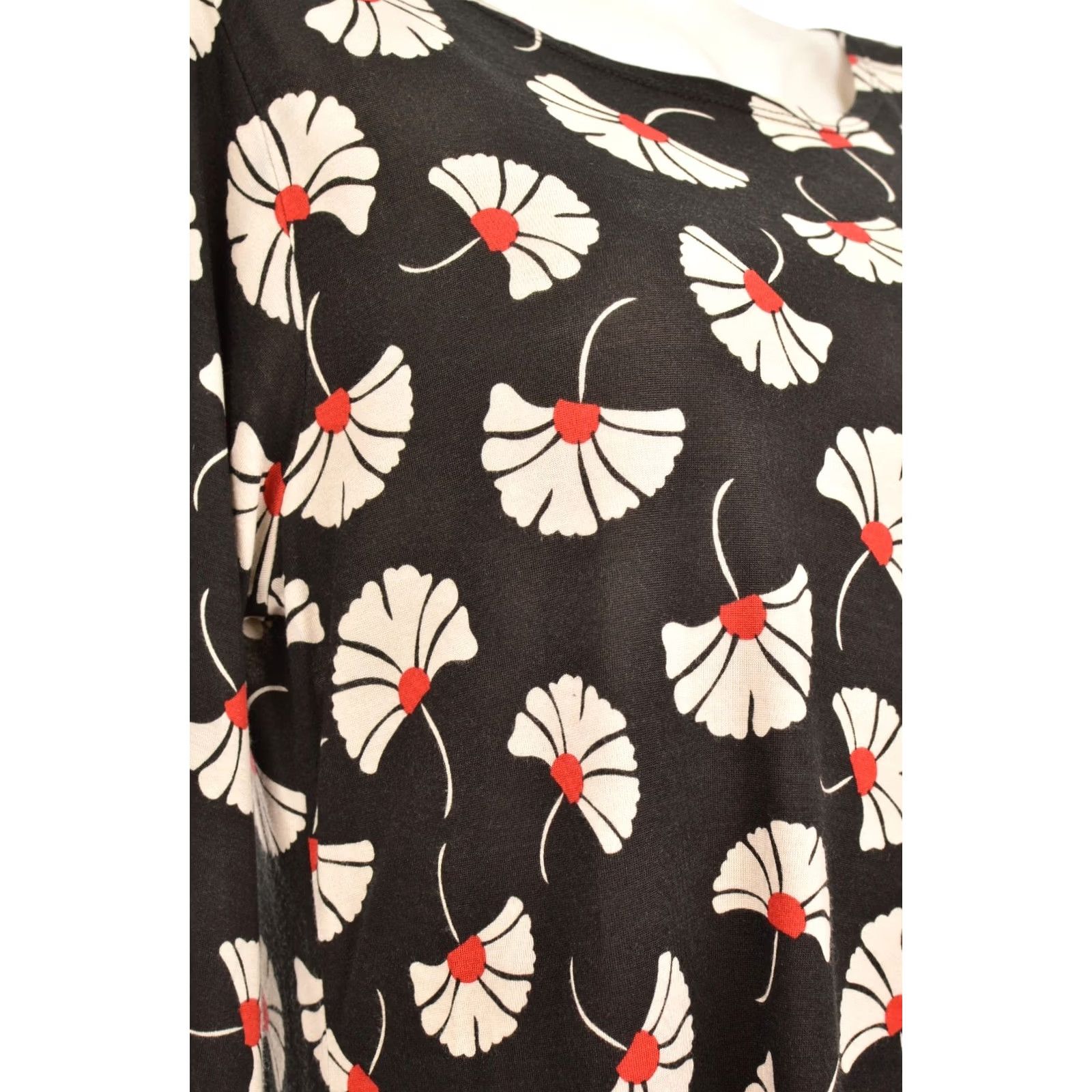 Vintage Gudrun Sjoden DDP Floral Print Black Modal Dress Greece M Women Midi Dress Black Short Description Included Size M / US 6-8 / IT 42-44 - 2 Thumbnail