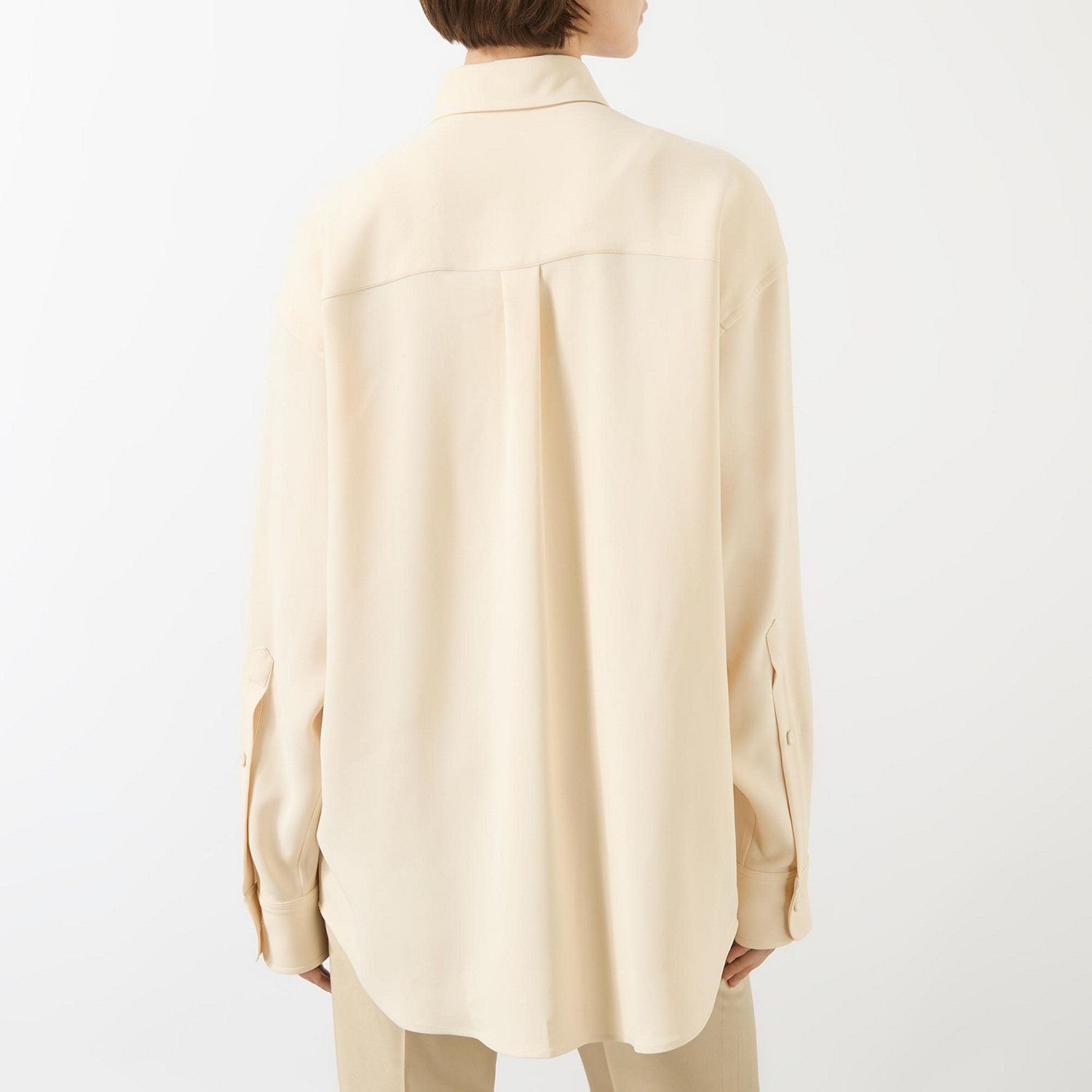 Stella McCartney o1s22i1n1024 Crepe Jersey Oversized Shirt in Neutro Size M / US 6-8 / IT 42-44 - 4 Thumbnail