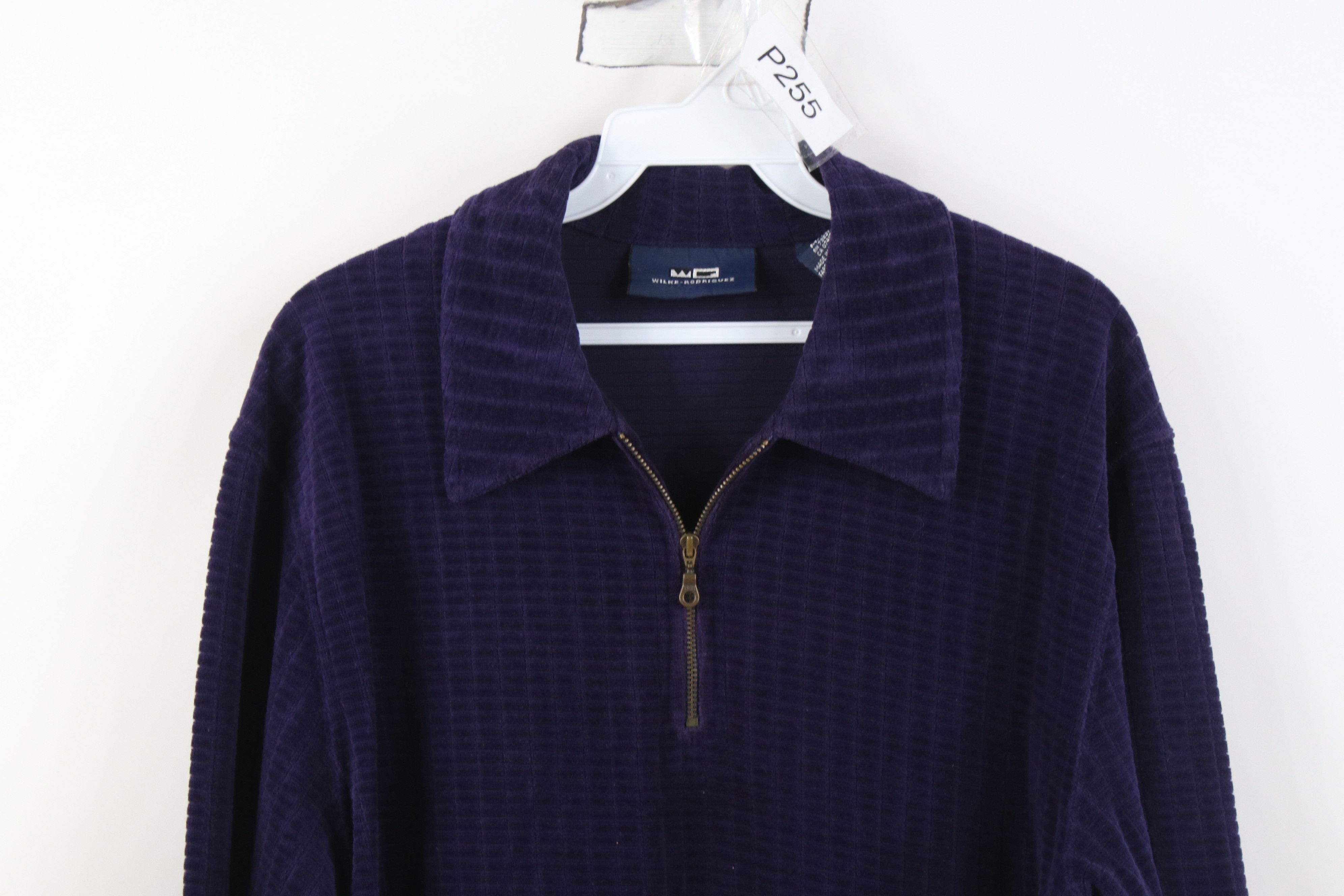 Vintage Vintage 90s Y2K Streetwear Velour 1/4 Zip Long Sleeve Polo Size US M / EU 48-50 / 2 - 2 Thumbnail