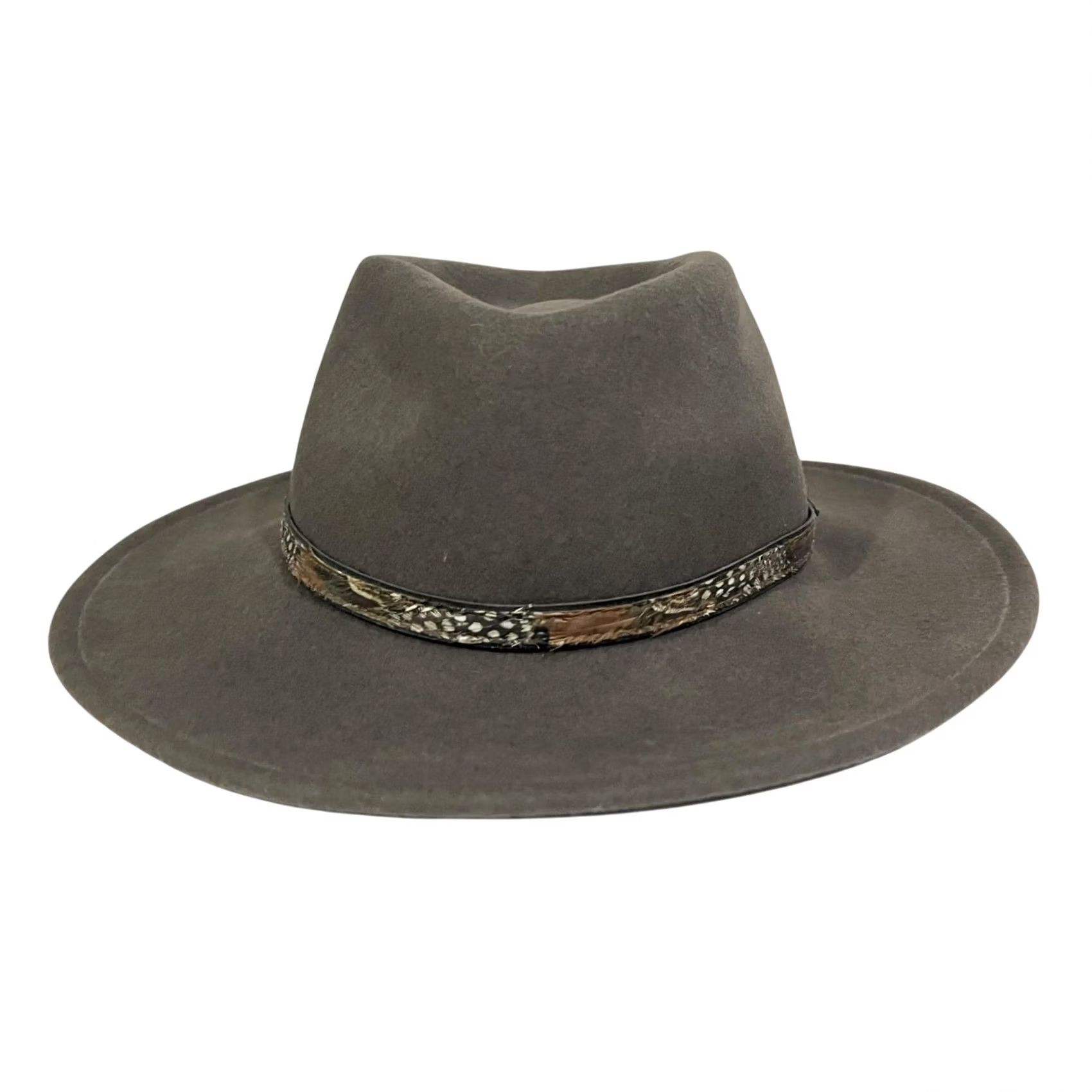 CO VINTAGE Golden Gate Hat Co Panther Gray Wool Fedora Pheasant Feather Band Men’s Small Fedora Hat Cowboys Western Mens Small Gray Wool Fedora Hat Size US 29 - 4 Thumbnail
