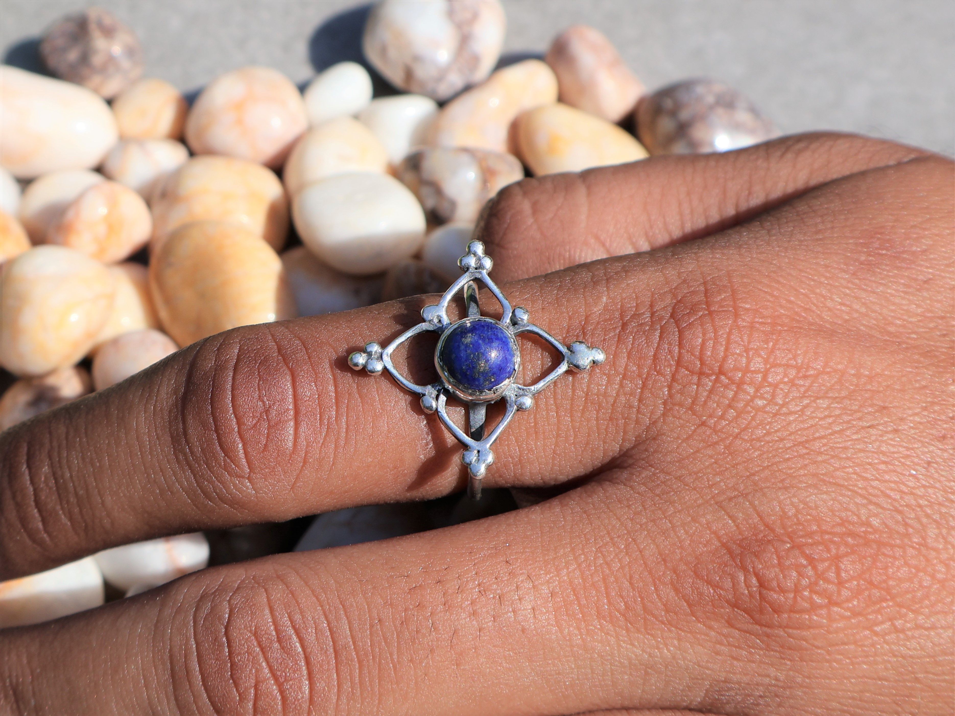 Handmade Lapis Lazuli Ring, 925 Sterling Silver, Handmade Women Ring, Size ONE SIZE - 7 Thumbnail
