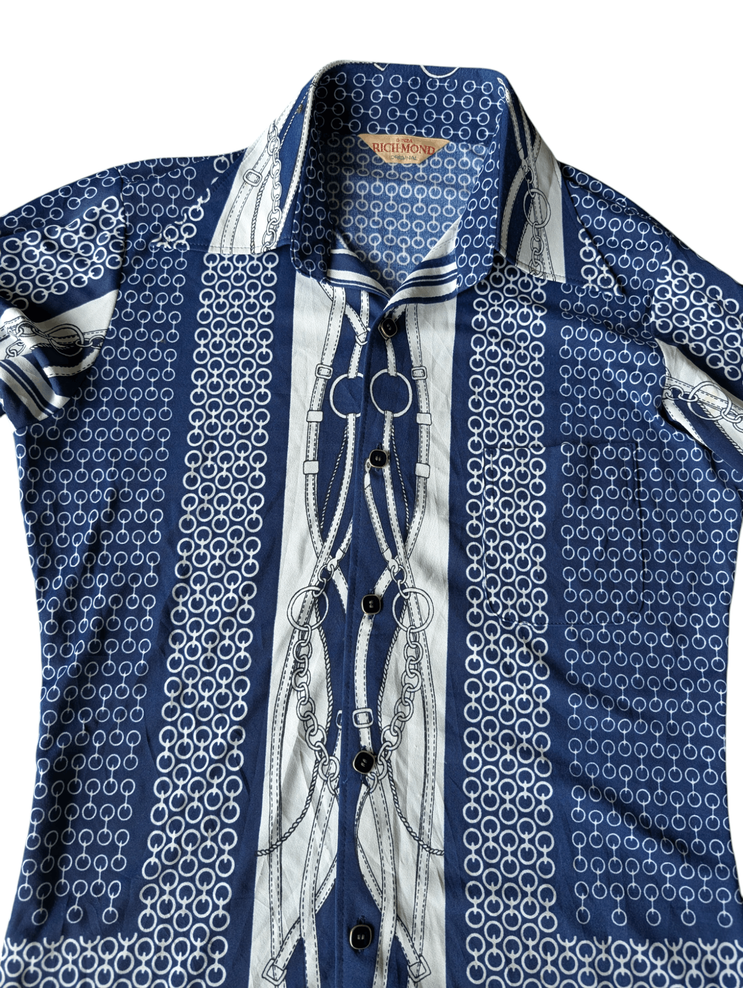 Vintage Vintage 70's Ginza Richmont Printed Elastic Button Shirt Size US M / EU 48-50 / 2 - 10 Thumbnail