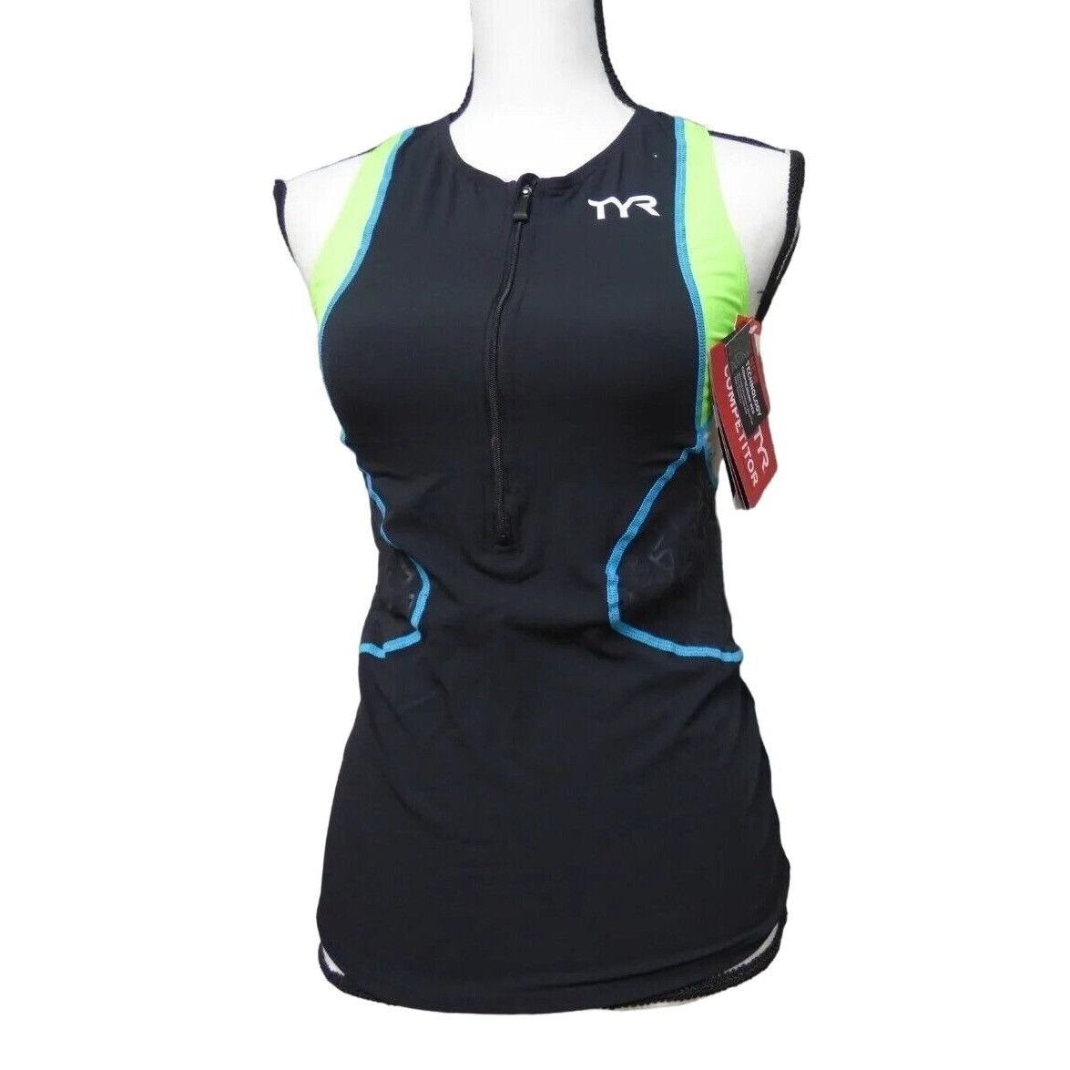 Other TYR Women's Competitor Singlet, Black, Green, Size S Size S / US 4 / IT 40 - 4 Thumbnail