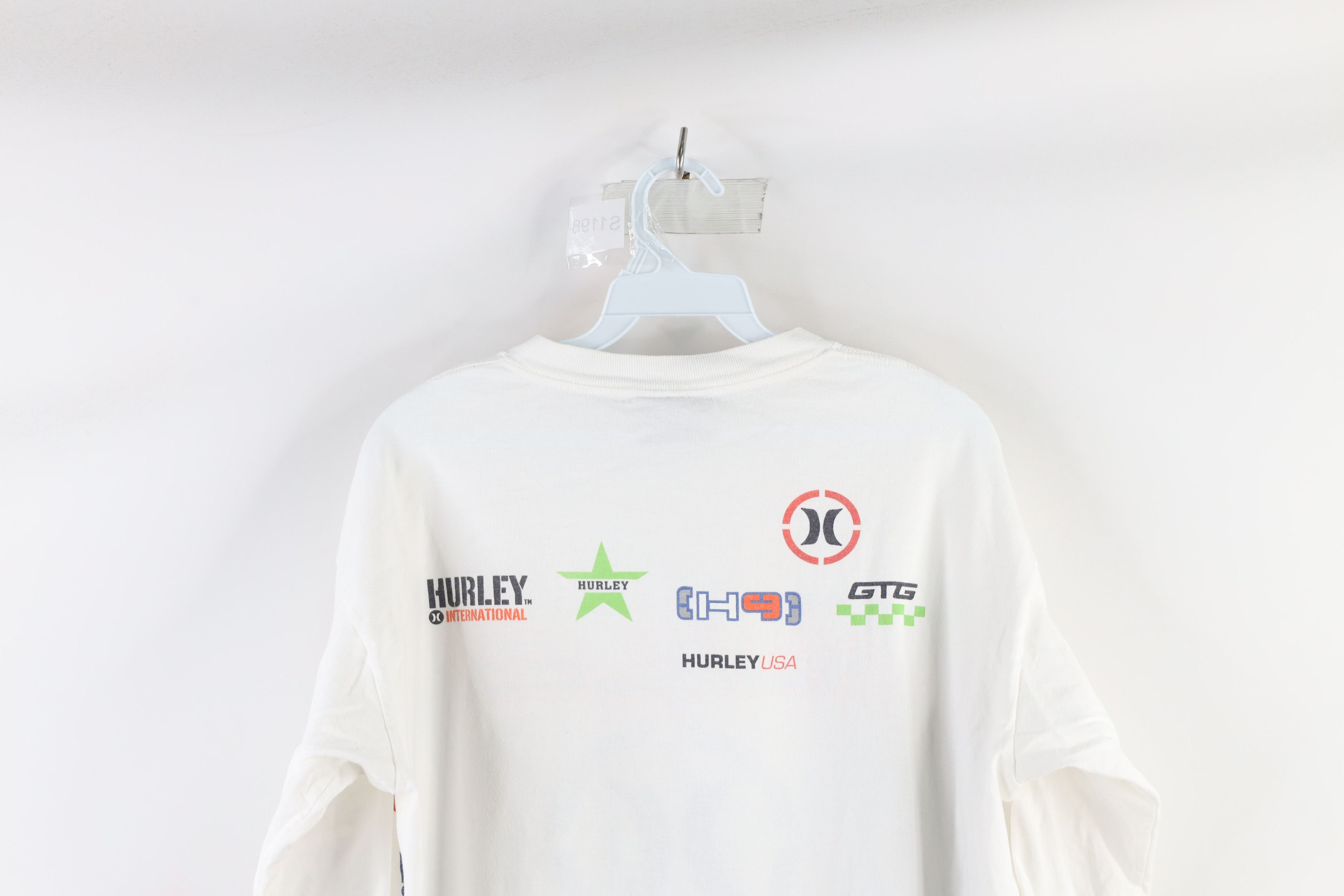 Hurley Vintage 90s Hurley t Surfing Long Sleeve T-Shirt White USA Size US L / EU 52-54 / 3 - 11 Thumbnail