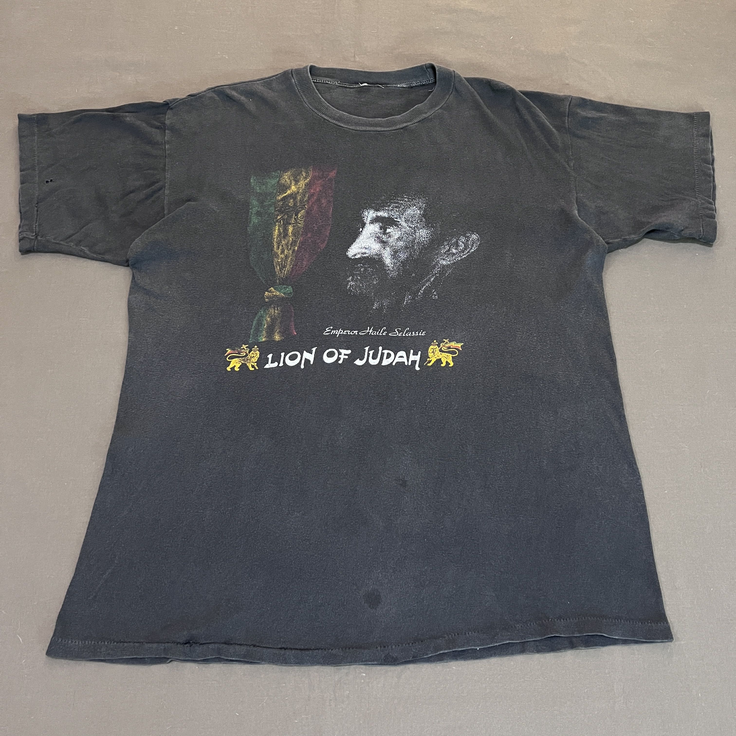 Bob Marley Vintage 90s Emperor Haile Selassie Lion of Judah Faded Size US L / EU 52-54 / 3 - 4 Thumbnail
