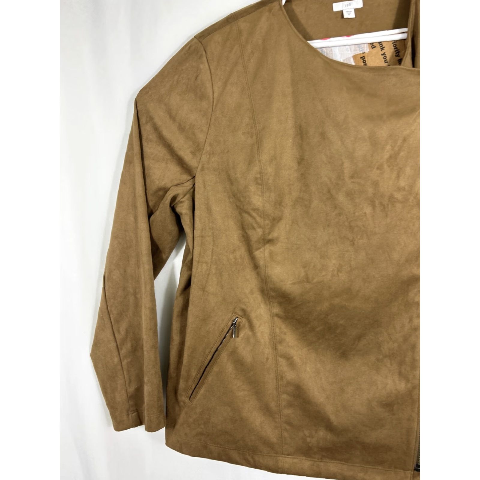 J. Jill J.JILL Faux Suede Moto Jacket Women's XL Asymmetric Zip Stretch Brown Jacket Size XL / US 12-14 / IT 48-50 - 2 Thumbnail