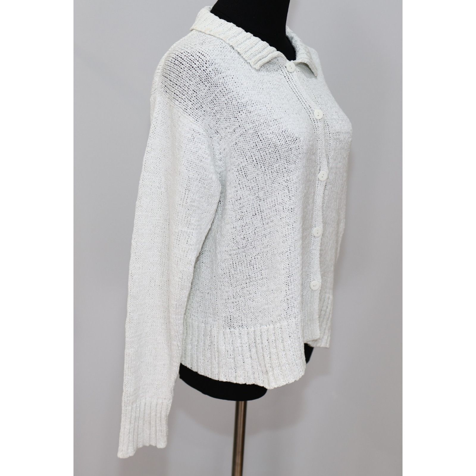 Eileen Fisher EILEEN FISHER White Collared Cardigan Sweater Size XS Size XS / US 0-2 / IT 36-38 - 3 Thumbnail