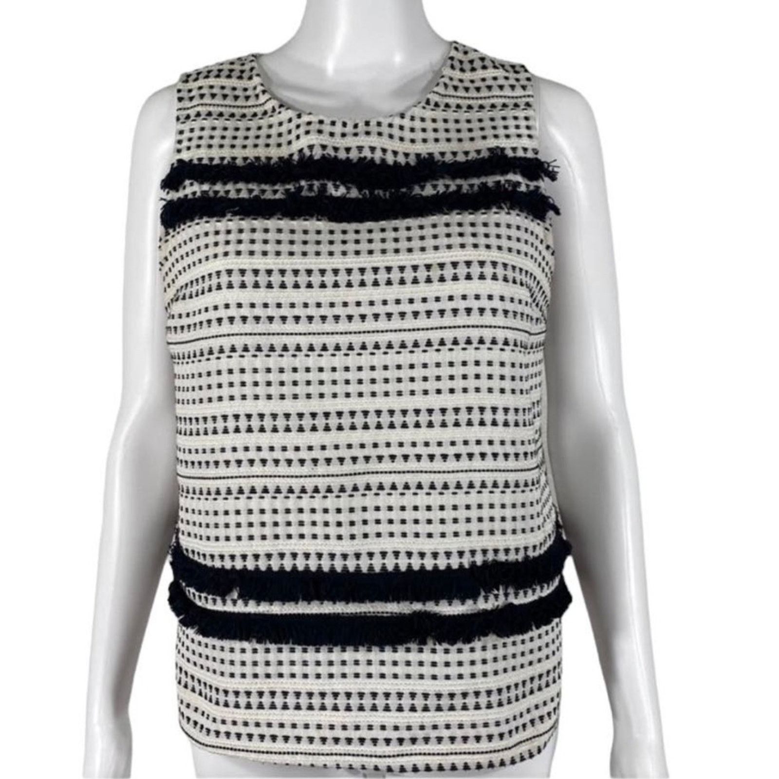 Other Pixley White and Black Sleeveless Formal Peplum Blouse Size M / US 6-8 / IT 42-44 - 1 Thumbnail