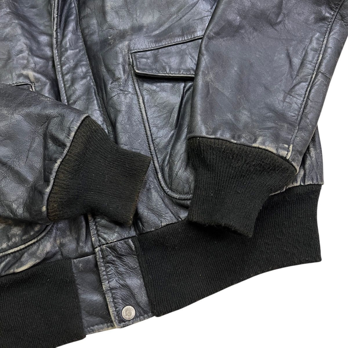 Schott 💥 1970s SCHOTT TYPE A-2 TOPGUN BLACK LEATHER JACKET Size US L / EU 52-54 / 3 - 11 Thumbnail