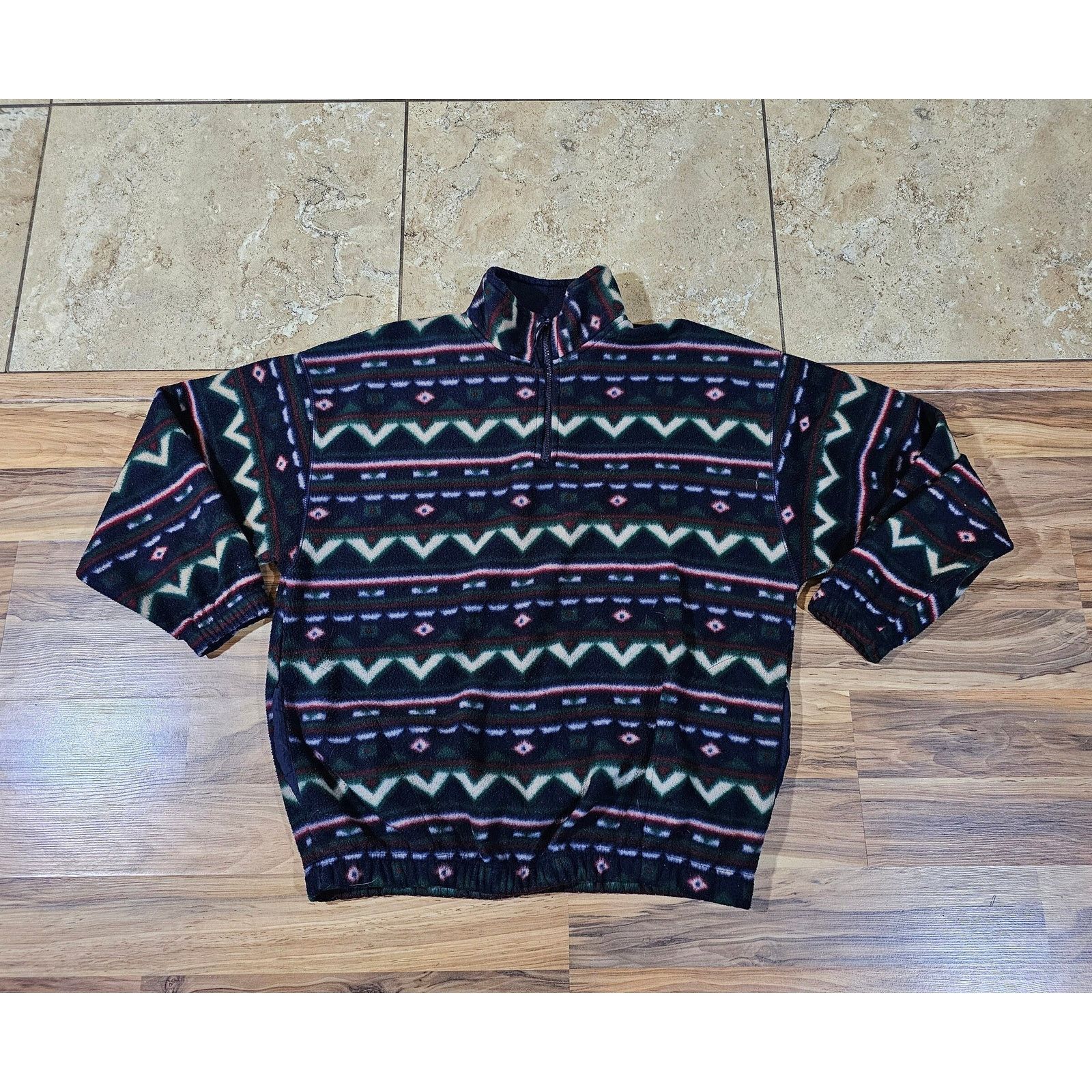 Bugle Boy 90s Bugle Boy Fleece Jacket Blue Sz L Geometric Aztec Size US L / EU 52-54 / 3 - 1 Thumbnail