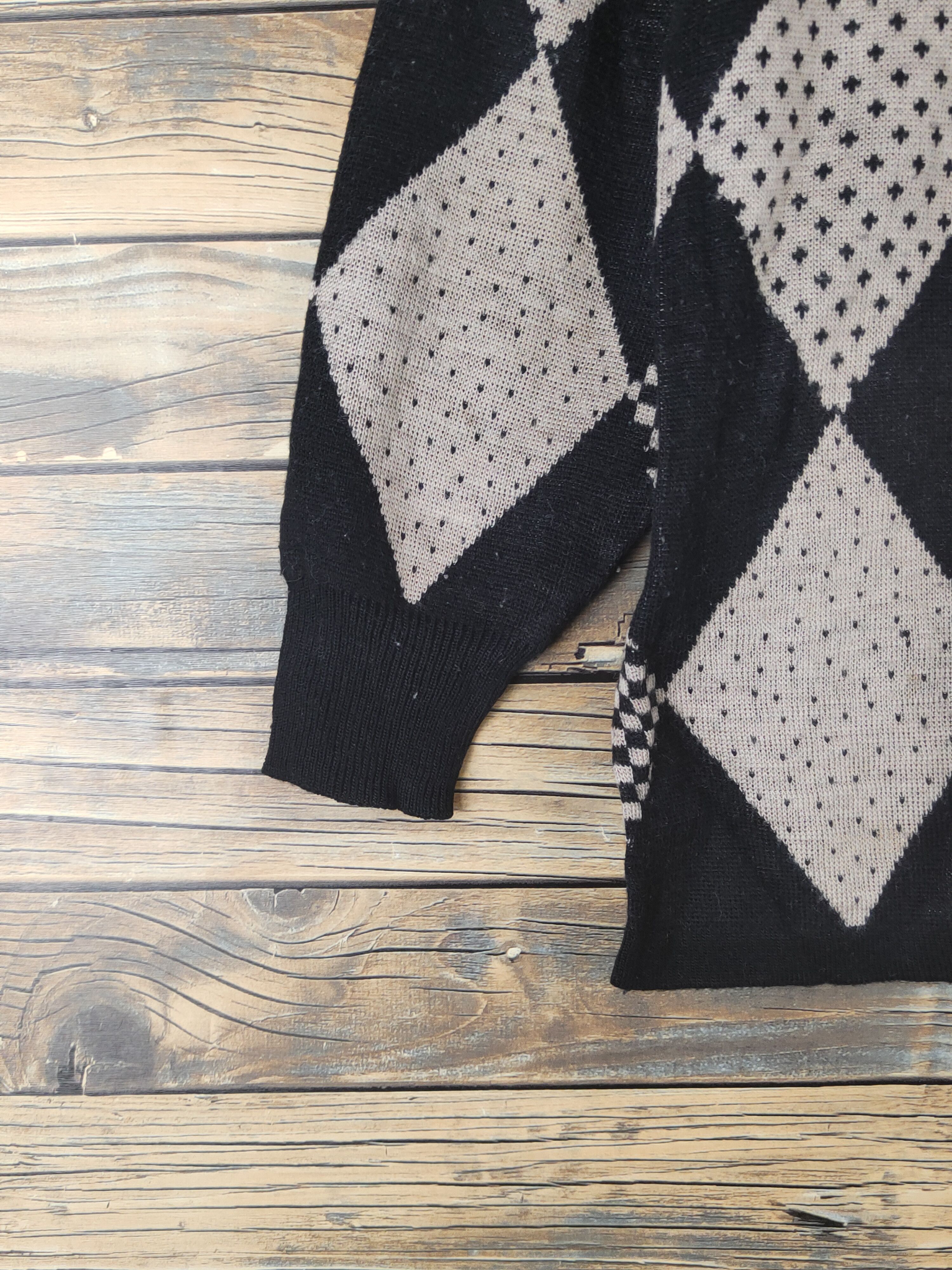 Homespun Knitwear Polhlene Black Brown Knitwear Long Sleeve T-shirts #W1530 Size M / US 6-8 / IT 42-44 - 4 Thumbnail