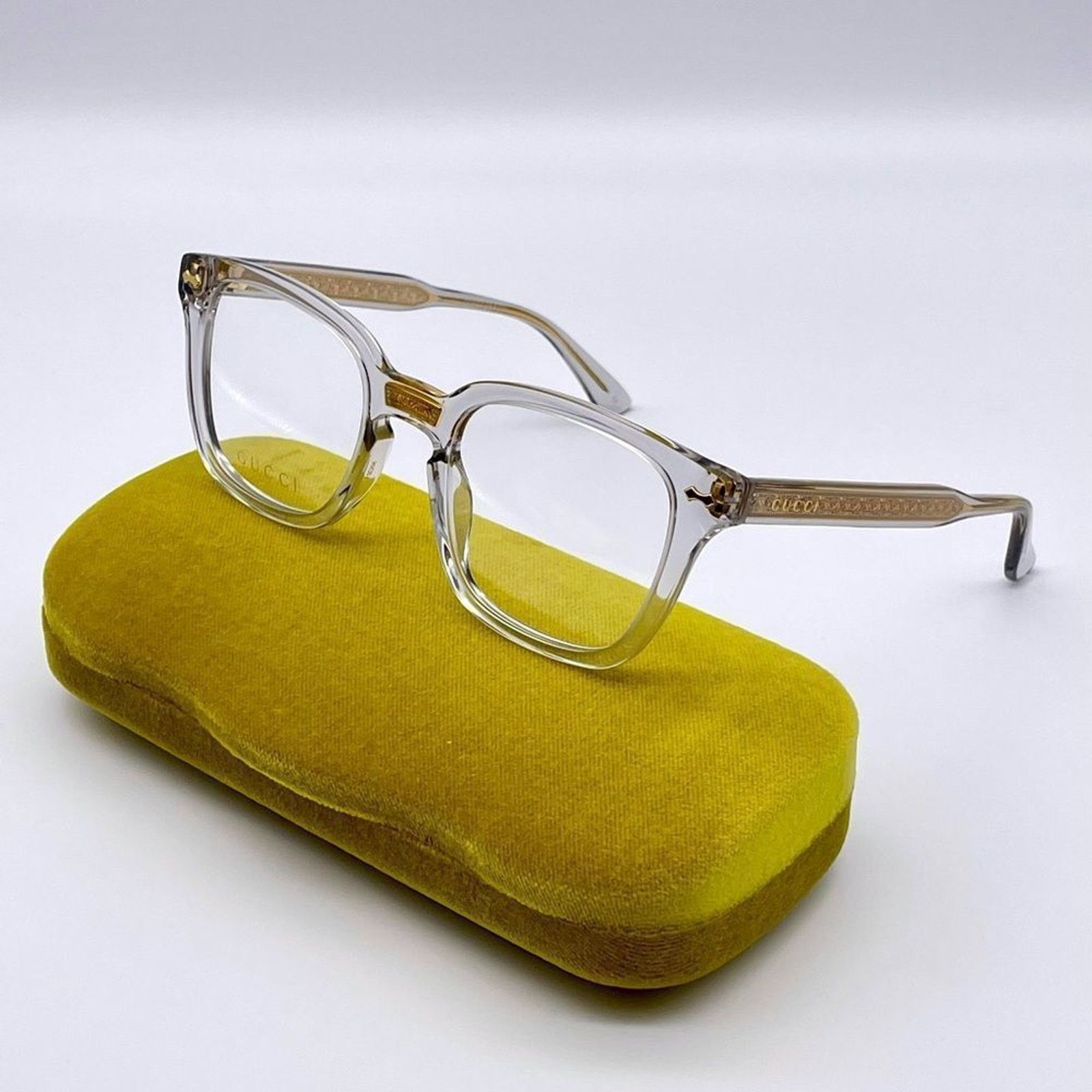 Gucci NEW GUCCI GG0184O 005 Grey/Grey Transparent UnisexEyeglasses Size ONE SIZE - 1 Thumbnail