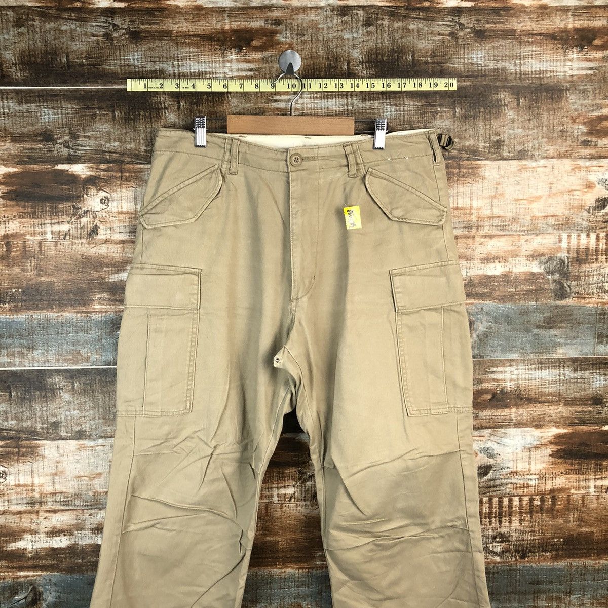 Japanese Brand Back Number Cream Cargo Multipocket Pants #A1423 Size US 33 - 2 Thumbnail