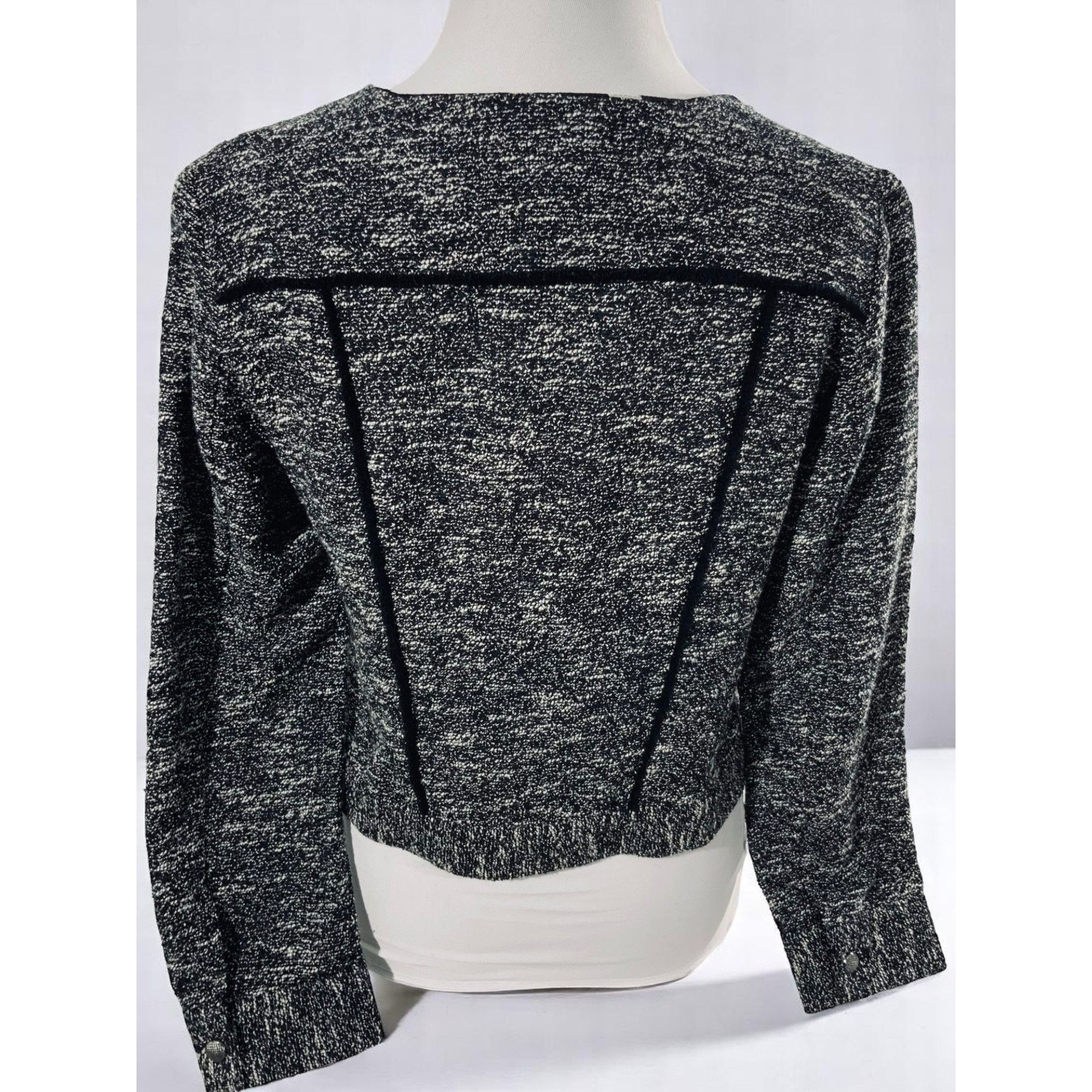 Designer Slate & Willow Black Designer Tweed Cropped Jacket Medium Size M / US 6-8 / IT 42-44 - 7 Thumbnail