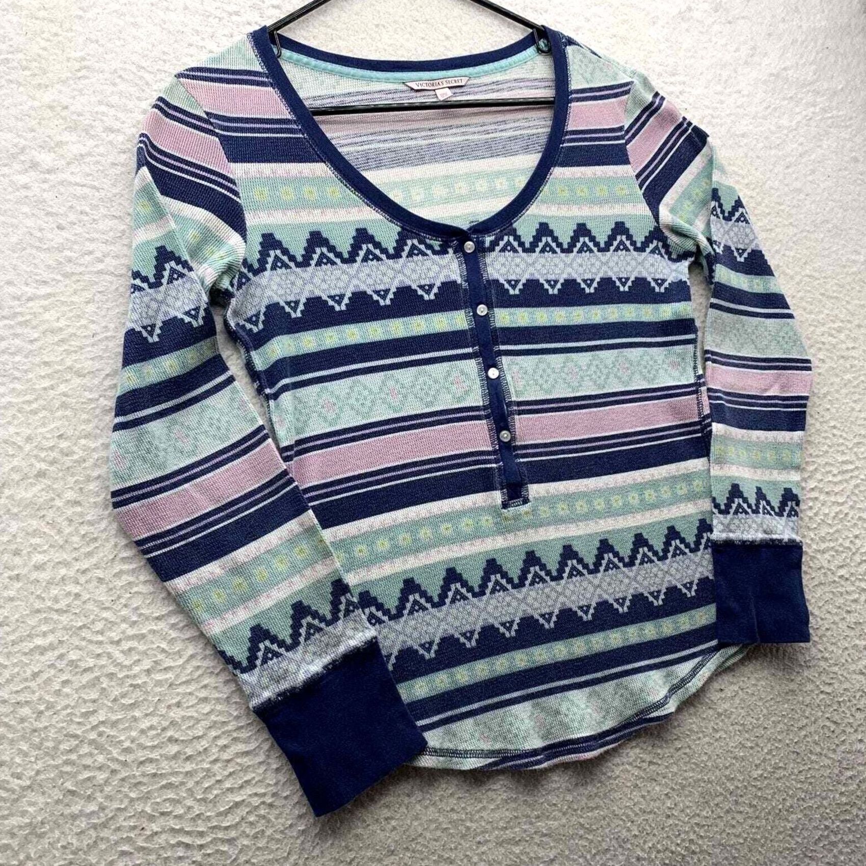 Victoria's Secret Victoria's Secret Sweater Shirt Womens M Lightweight Fairisle Scoopneck Size M / US 6-8 / IT 42-44 - 3 Thumbnail