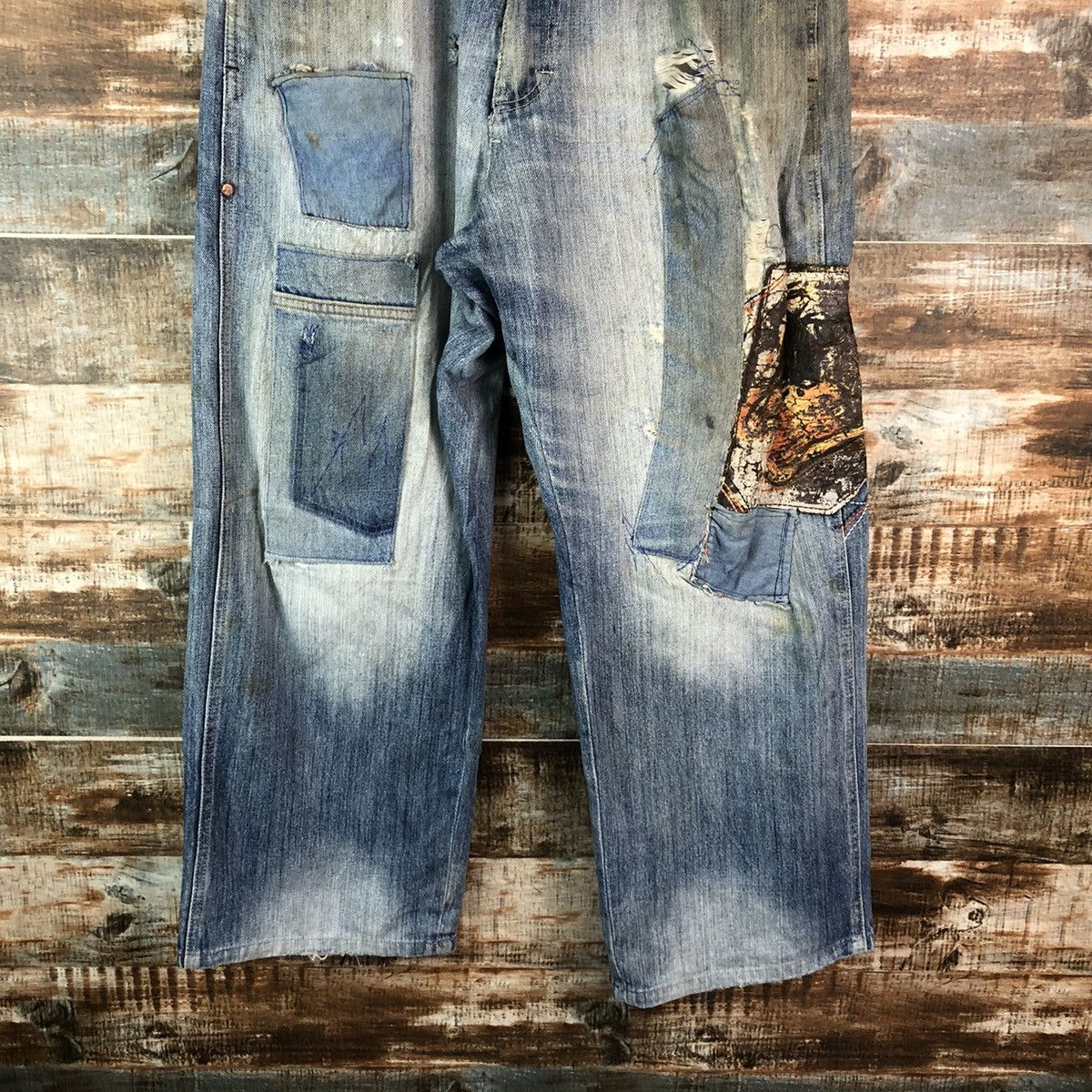 Japanese Brand Lot 29 Blue patchwork Distressed Denim Pants #A2152 Size US 36 / EU 52 - 3 Thumbnail