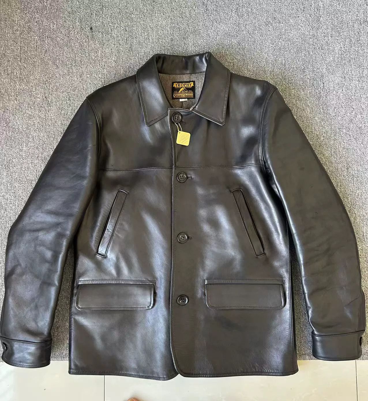 premium leather outerwear jacket size 38