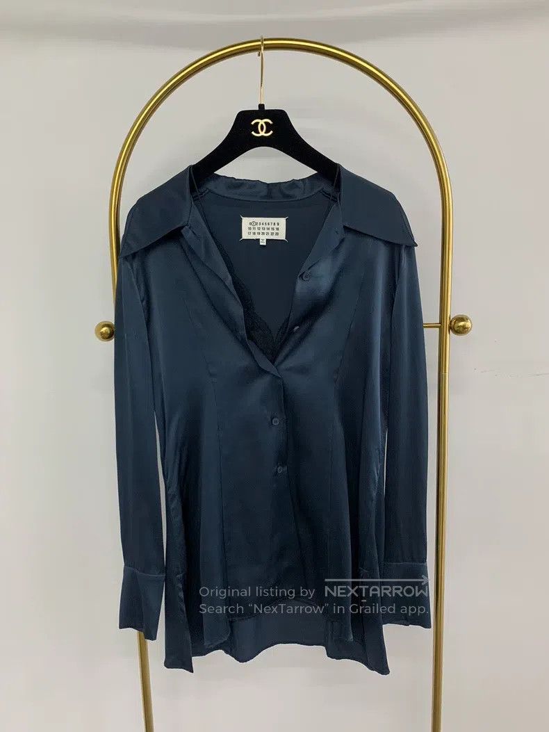 Maison Margiela Maison Margiela Blue silk shirt Size XXS / US 00 / IT 34 - 1 Thumbnail