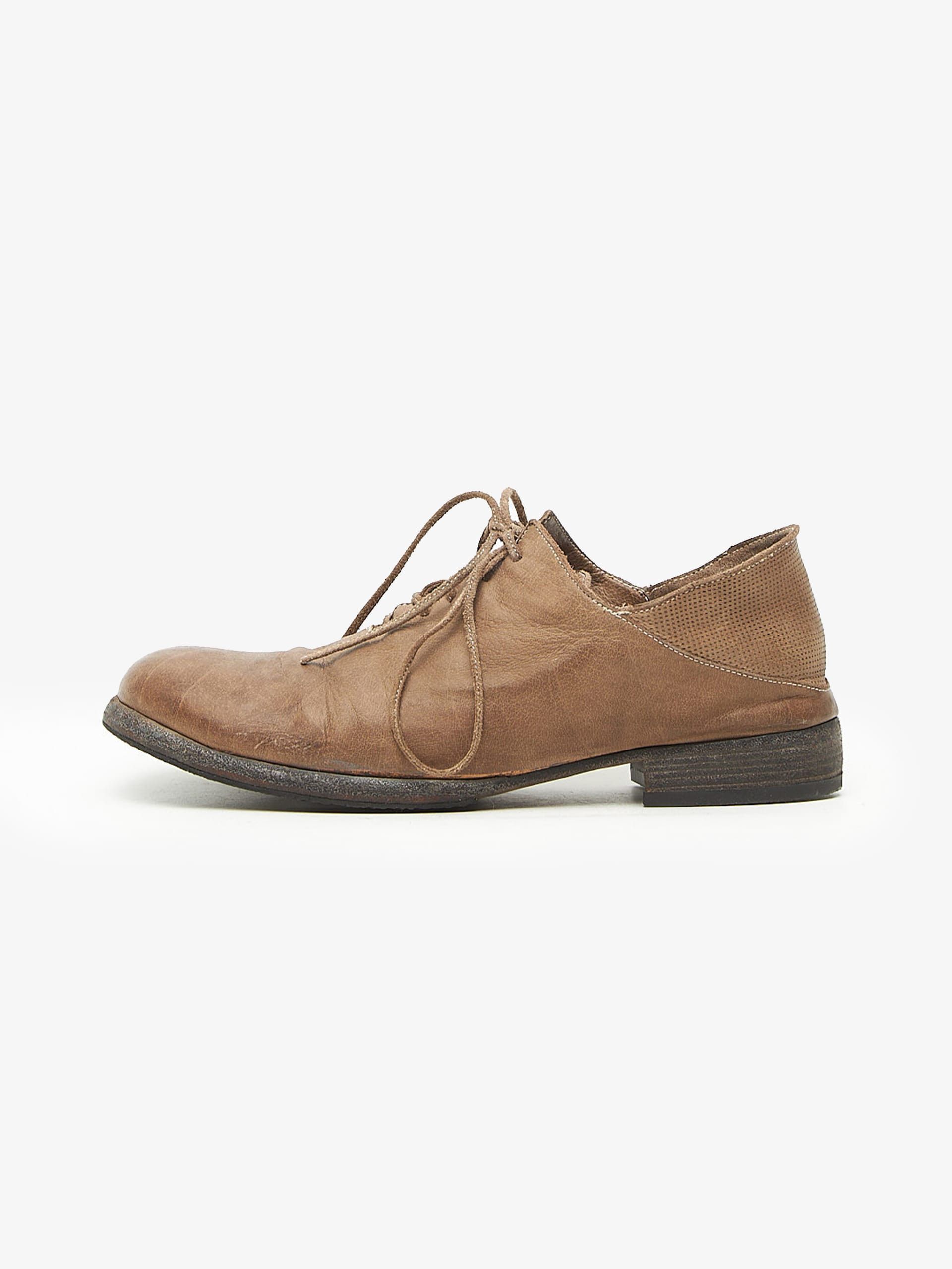 Masnada Brown Leather Low Shoes Size US 7 / EU 40 - 1 Thumbnail