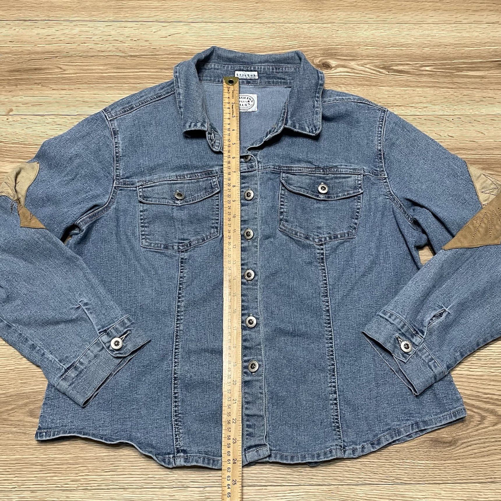 Vintage VINTAGE Carolina Women's Plus Denim Shirt Blue Stretch Floral Embroidered Button-Up Size 20 Size 3XL / US 20-22 - 3 Thumbnail