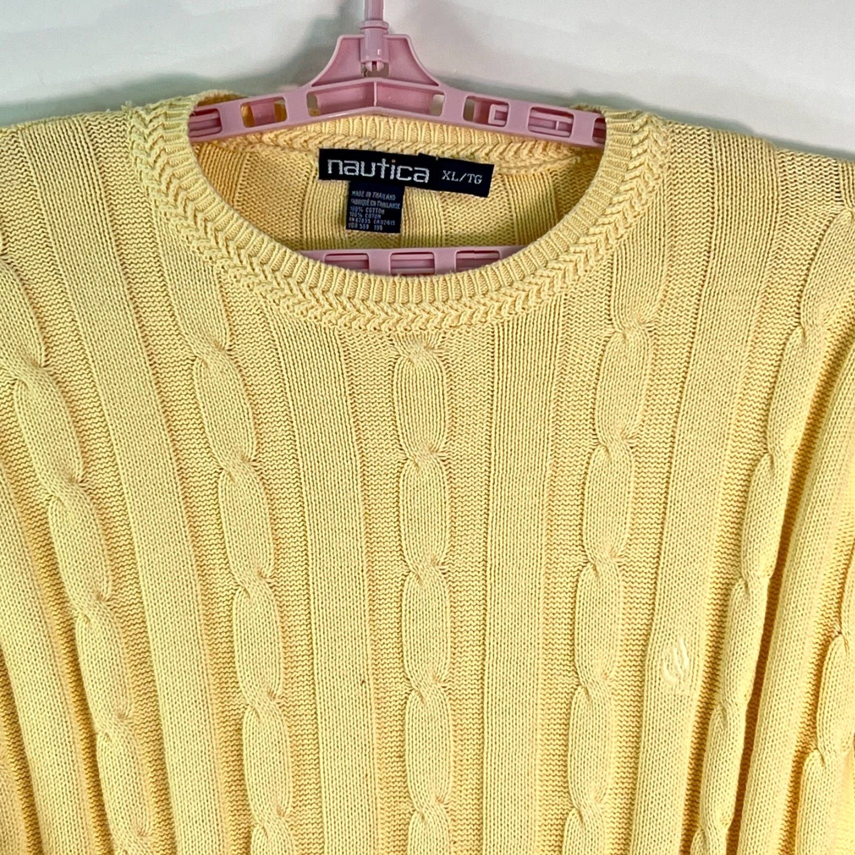 Nautica Nautica Cable Knit Long Sleeve Yellow Pullover Sweater Mens 100% Cotton XL Size Crew Neck Casual Winter Size US XL / EU 56 / 4 - 3 Thumbnail