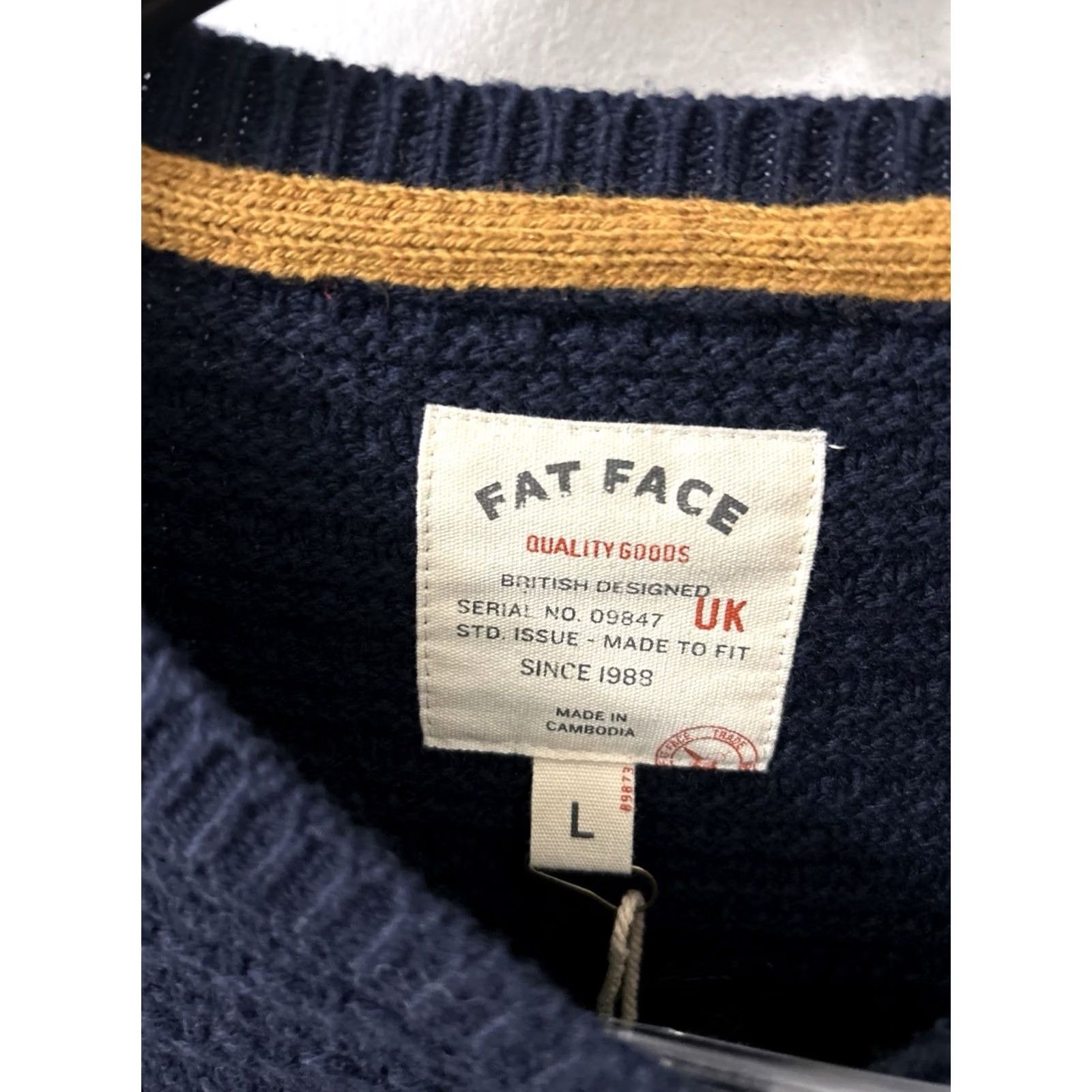 FatFace Fat Face Sweater Mens L Blue Wool Lanhill Texture Crewneck NWT Size US L / EU 52-54 / 3 - 5 Thumbnail