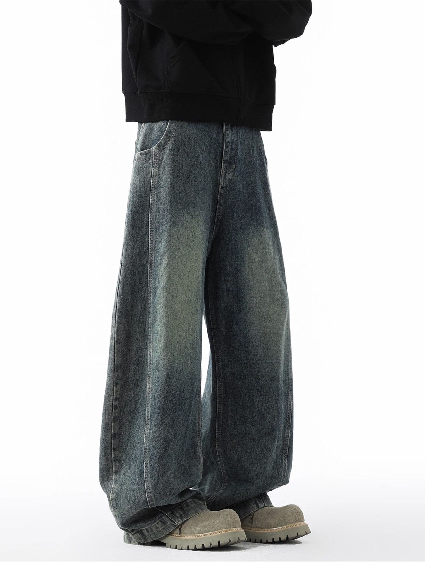 Japanese Brand Men's loose straight-leg washed retro wide-leg jeans Size US 32 / EU 48 - 5 Thumbnail