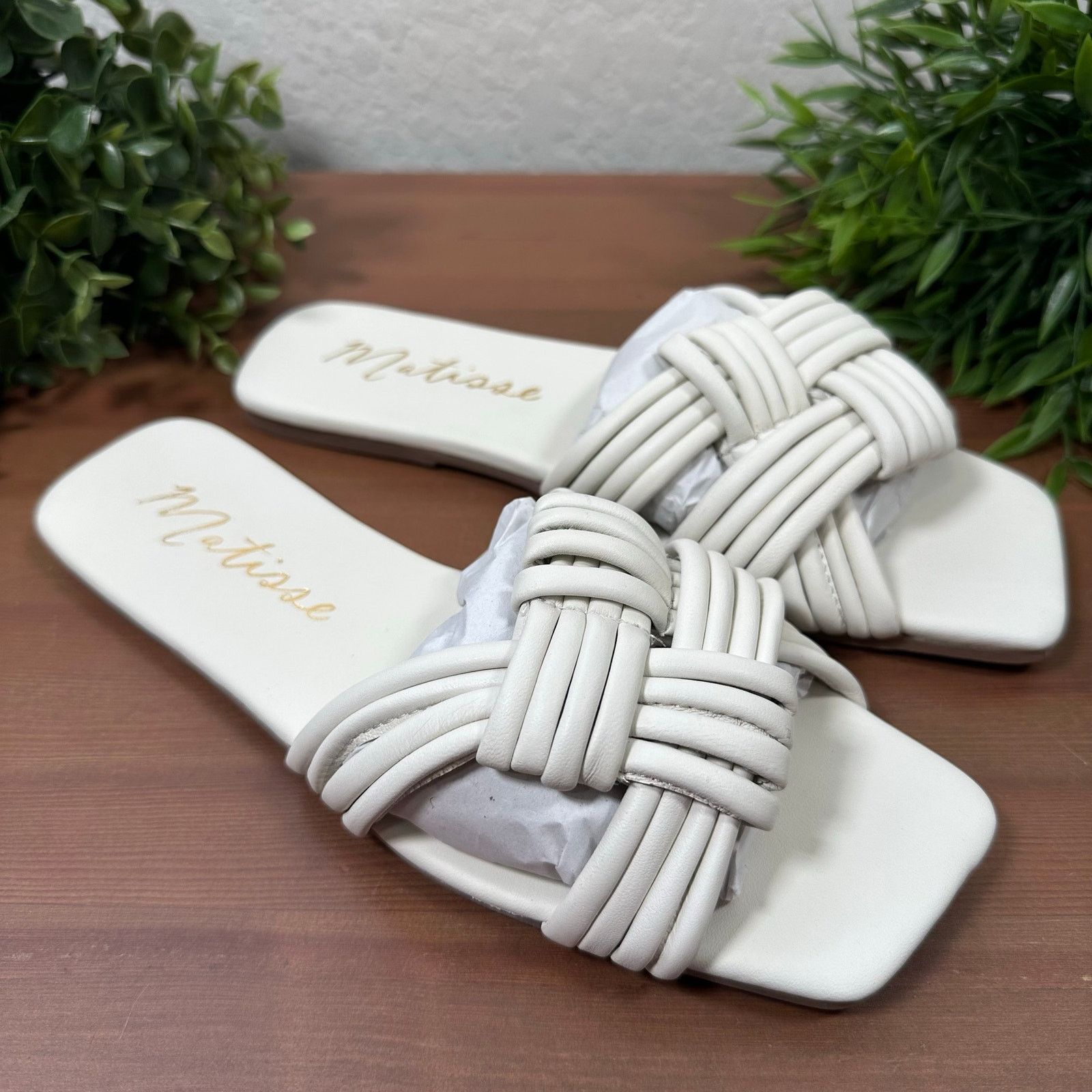 Matisse Matisse Samson Leather Knotted Slide Sandals White Size 6 Size US 6 / IT 36 - 3 Thumbnail