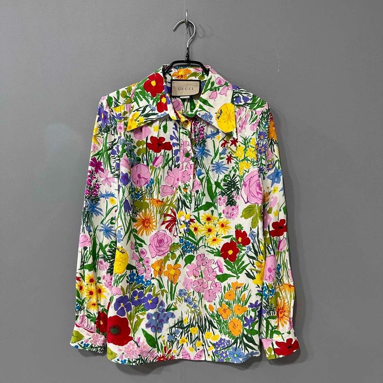 Gucci Gucci Dark ripple dot double G floral full print shirt 2502 Size US XS / EU 42 / 0 - 1 Thumbnail