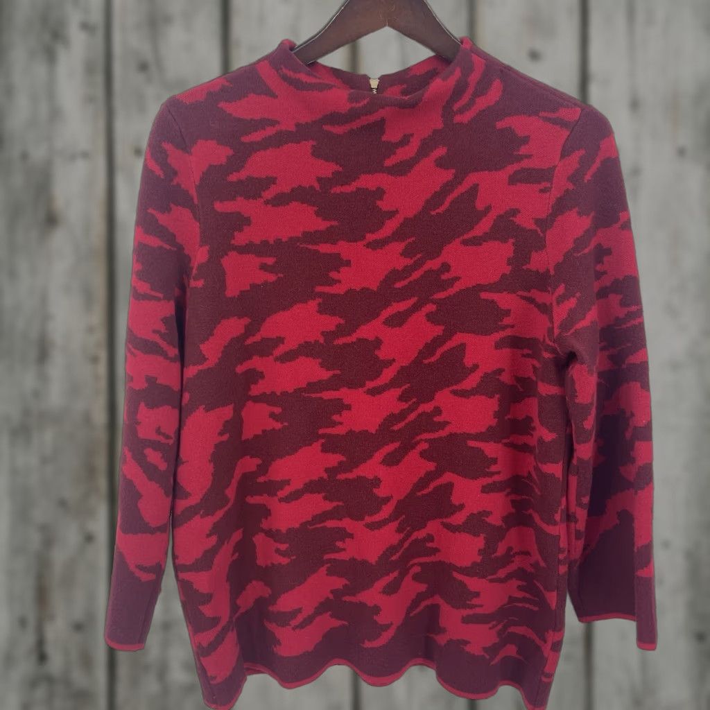 Vintage Chicos Sweater Womens L Back Zip Mock-Neck Casual Knit Red Vintage No (adjust to rules) Size L / US 10 / IT 46 - 1 Thumbnail
