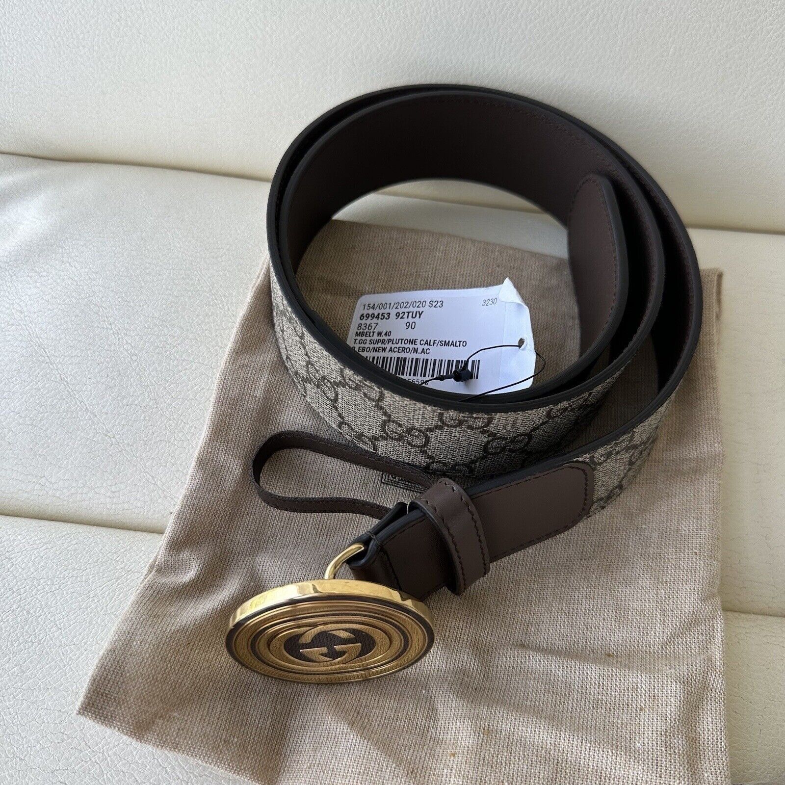 Gucci NEW GUCCI BELT GG BROWN OVAL Gold Buckle Interlocking G Sz 9 Size 36 - 7 Thumbnail