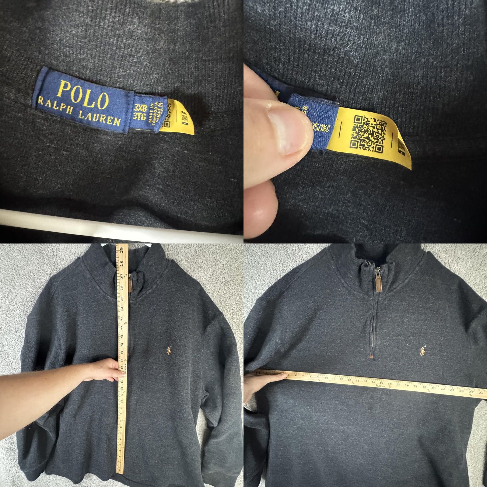 Polo Ralph Lauren Polo Ralph Lauren Sweatshirt Pullover 3X Big & Tall Gray Fleece 1/4 Zip Mock Neck Logo Men Size US XXL / EU 58 / 5 - 8 Thumbnail