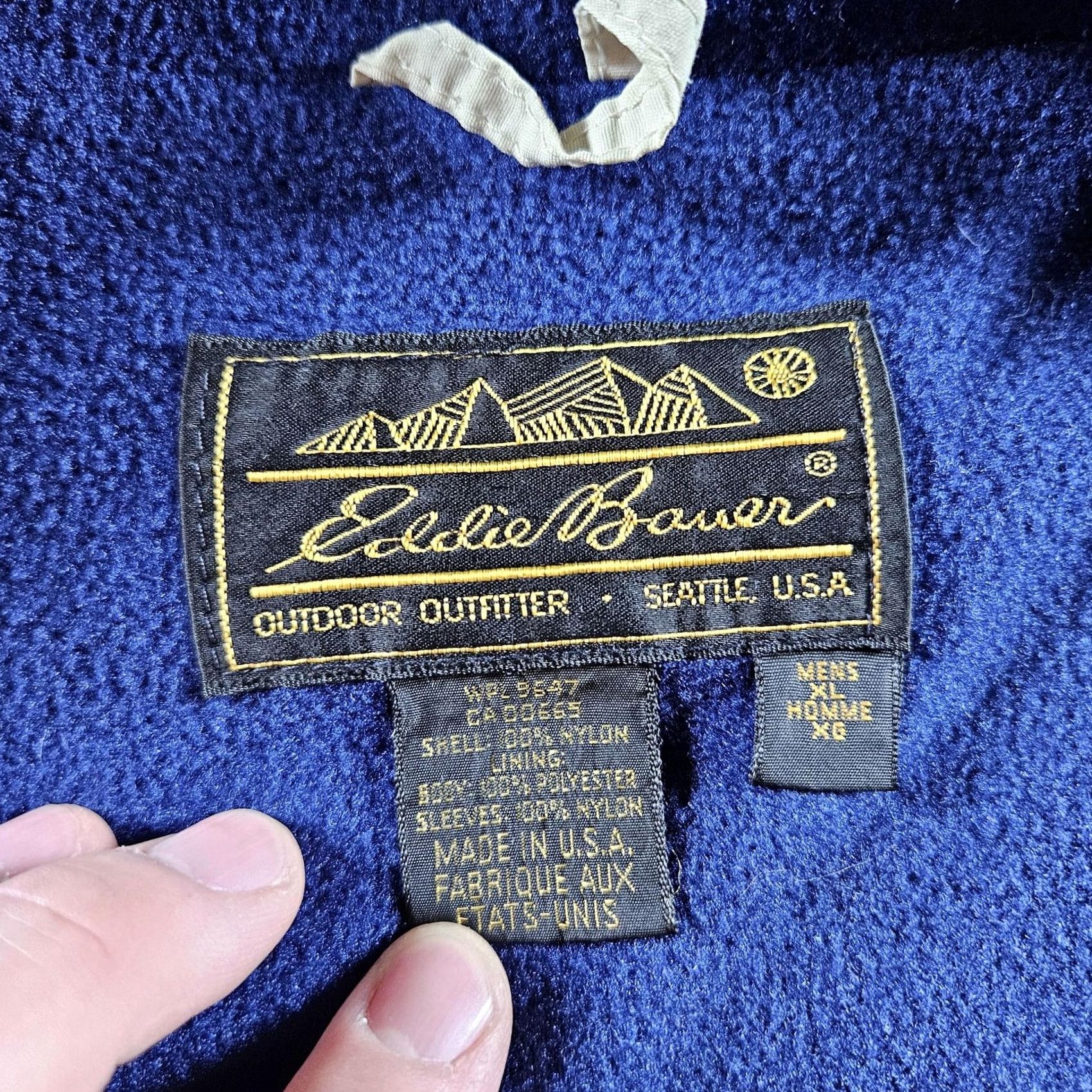 Eddie Bauer VINTAGE Eddie Bauer Jacket Mens XL Beige Nylon Fleece Lined Bomber Made USA Size US XL / EU 56 / 4 - 6 Thumbnail