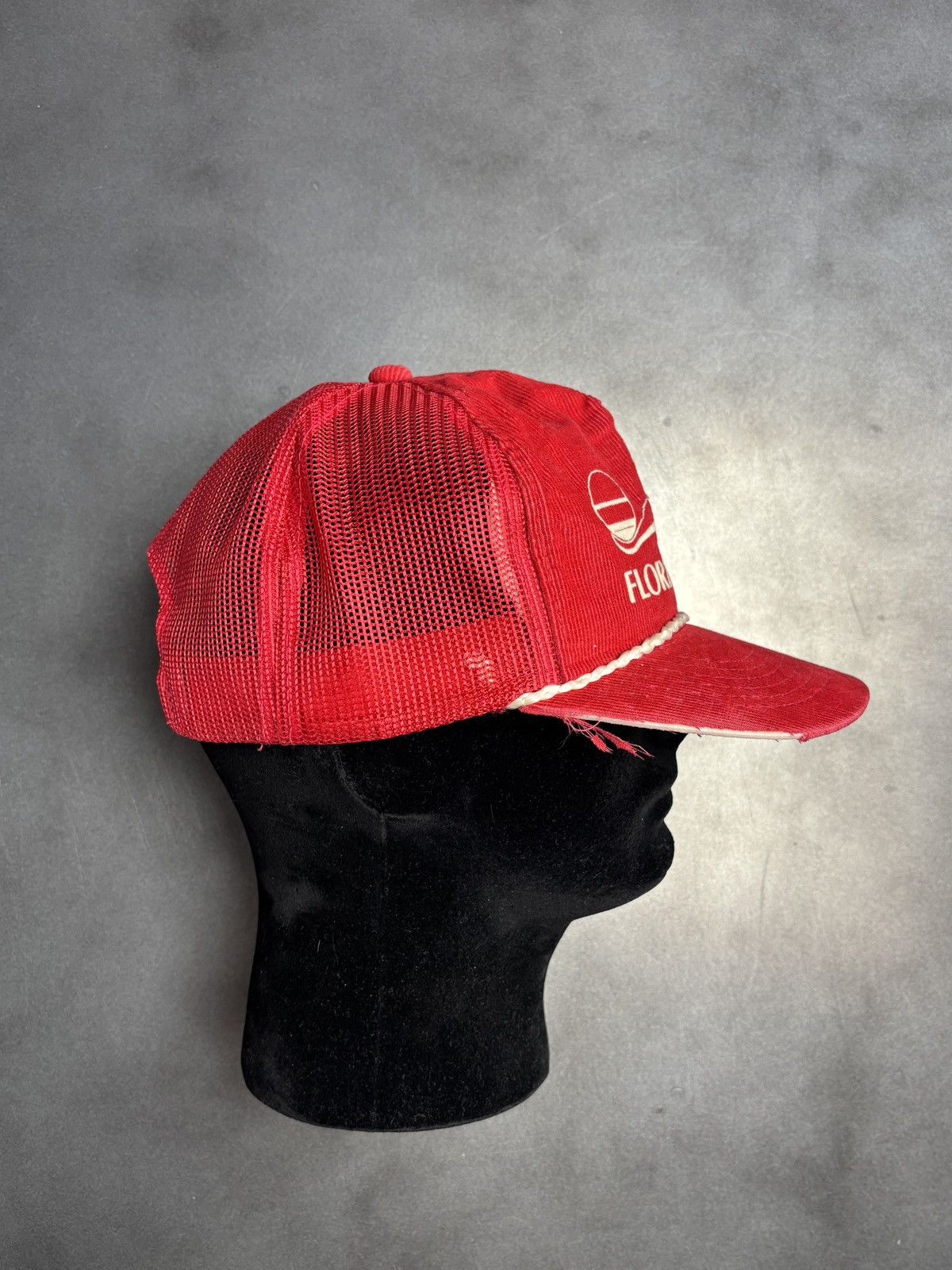 Vintage 1980s Vintage Corduroy Trucker Hat Mesh Snapback Thrashed Size ONE SIZE - 1 Thumbnail