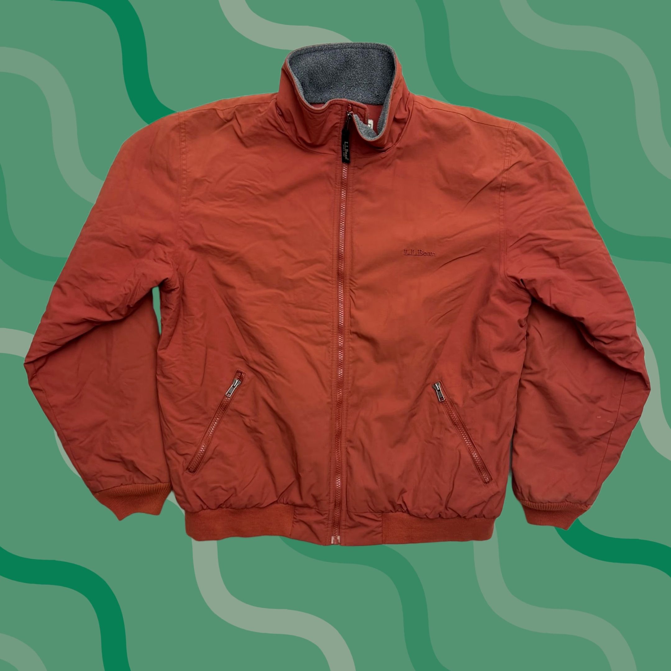Vintage LL Bean Jacket Mens Large Orange Fleece Lined Bomber Insulated Zip Pockets Size US L / EU 52-54 / 3 - 1 Thumbnail