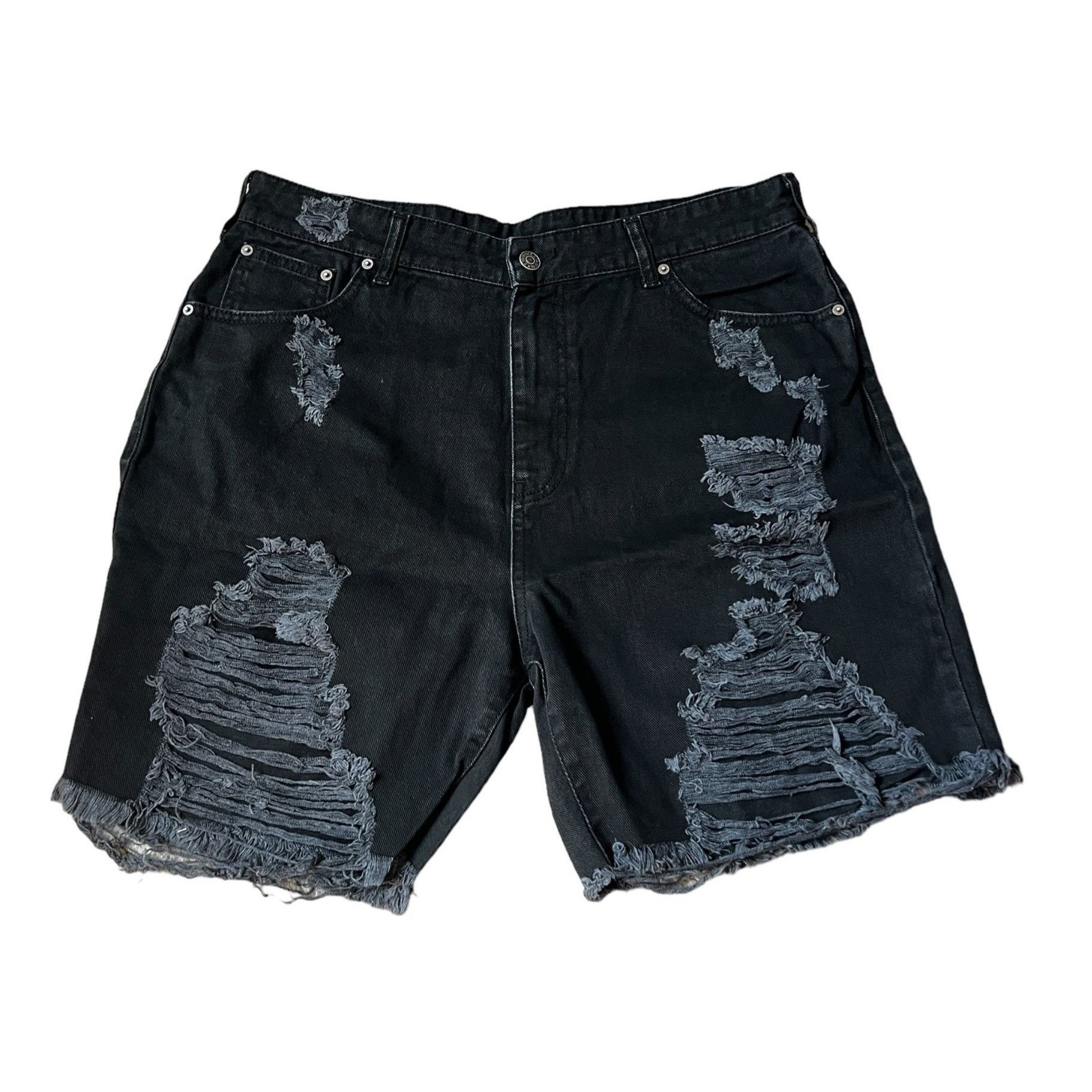image of Revolve Seroya Jack Shorts NWT Distressed Denim Shorts Size 32 Mens Bl in Black