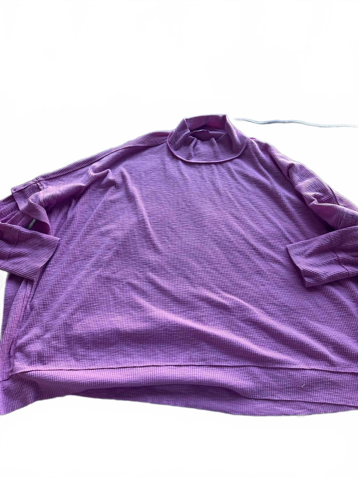 Designer Cozy Pink Lily Ribbed Mock Neck Top - 3XL Size 3XL / US 20-22 - 1 Thumbnail