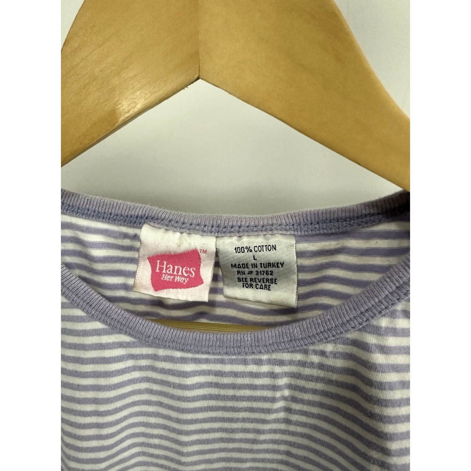 Hanes Hanes VTG Striped Violet Short Sleeve Boxy T-Shirt L Womens Size L / US 10 / IT 46 - 3 Thumbnail