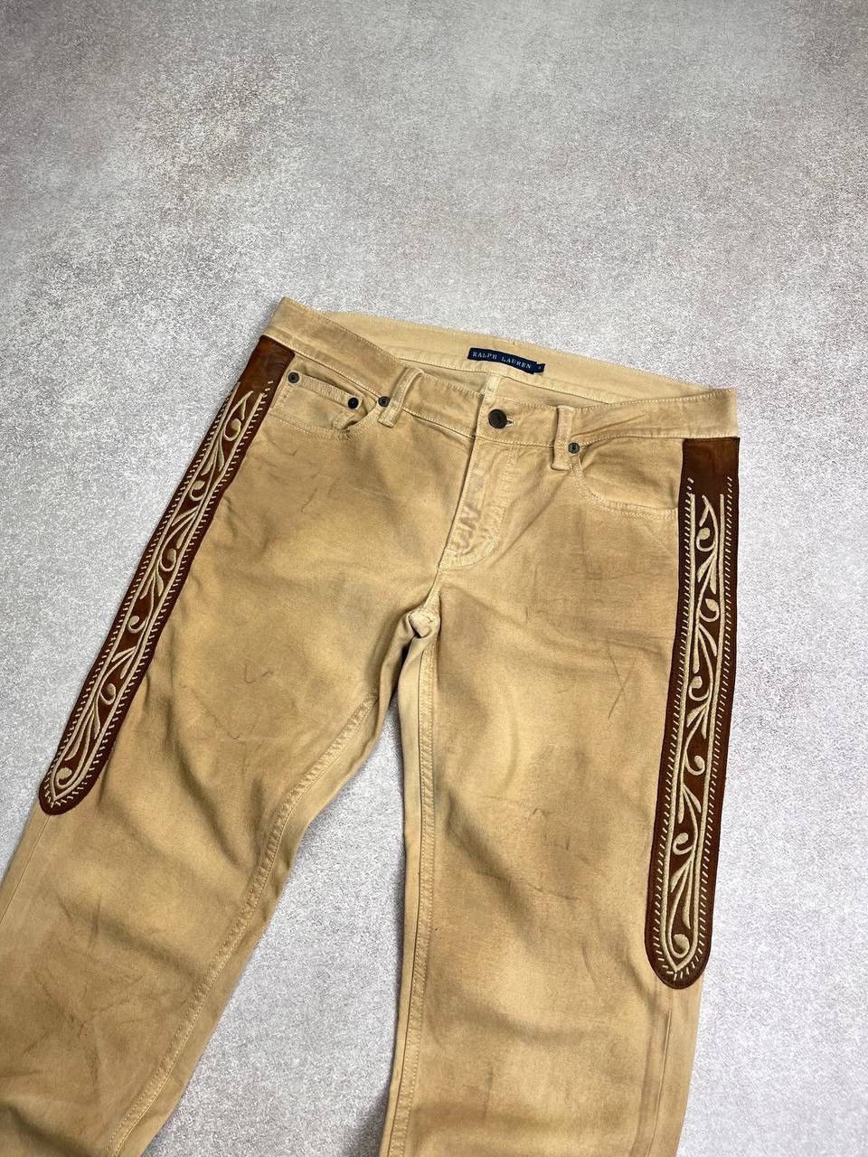 Ralph Lauren VINTAGE POLO RAPH LAUREN LEATHER COWBOY TRIBAL JEANS 30 Size US 31 - 3 Thumbnail