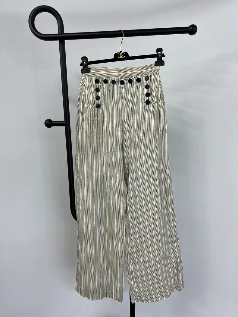 Dior Dior Button striped wide-leg trousers Size 42" / US 20 - 2 Thumbnail
