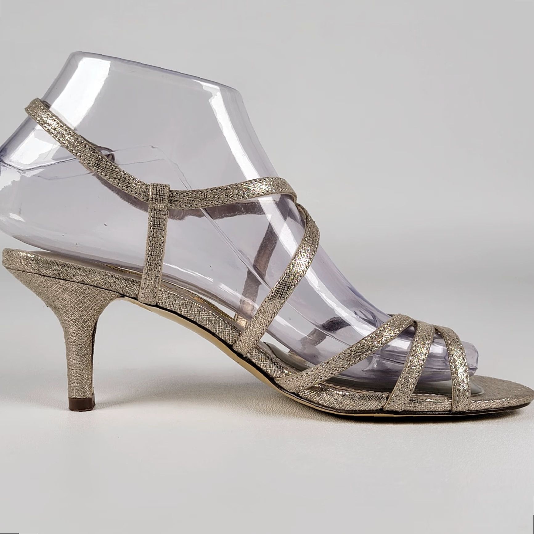 Vintage Nina Genaya Gold Synthetic Open Toe Strappy Dress Sandals Size M / US 6-8 / IT 42-44 - 6 Thumbnail