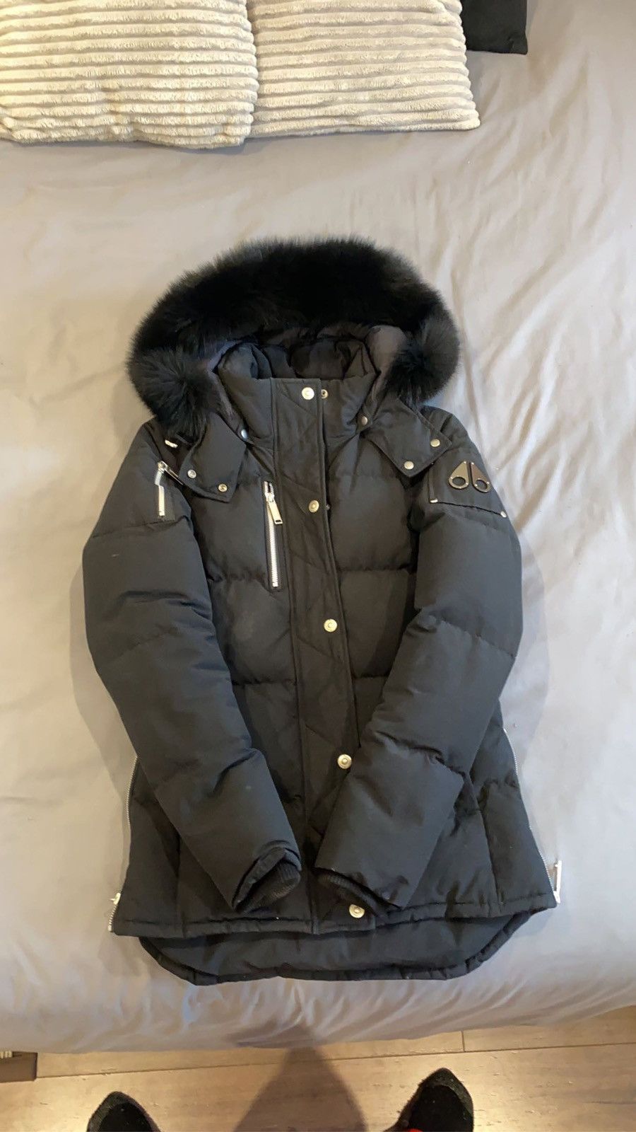 image of Womens Moose Knuckles Parka Jacket in Black (Size XS)