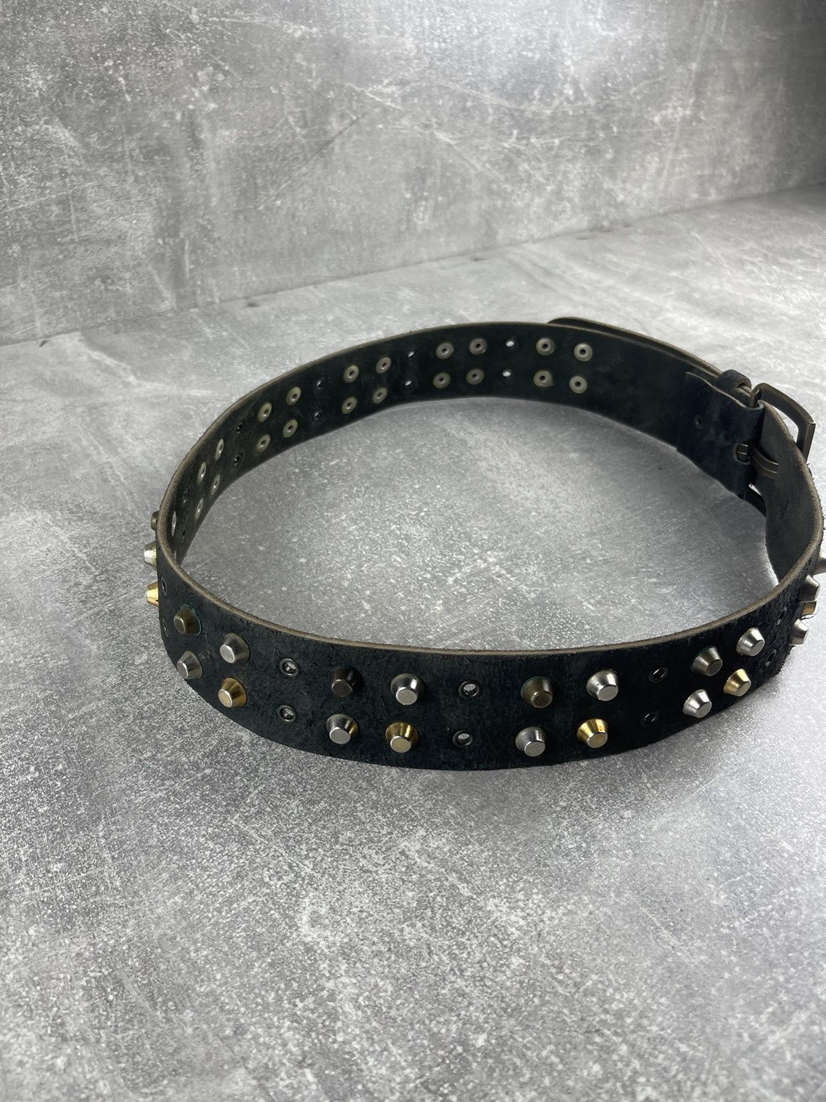 Vintage Vintage Y2K Studded Leather Belt Black Punk Rock Wide Belt Size ONE SIZE - 3 Thumbnail