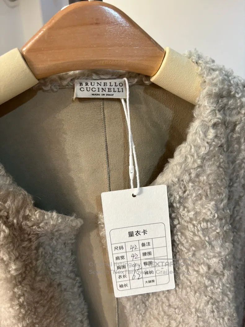 Other Brunello Cucinelli Gray-Green Sheepskin Coat Size S / US 4 / IT 40 - 3 Thumbnail