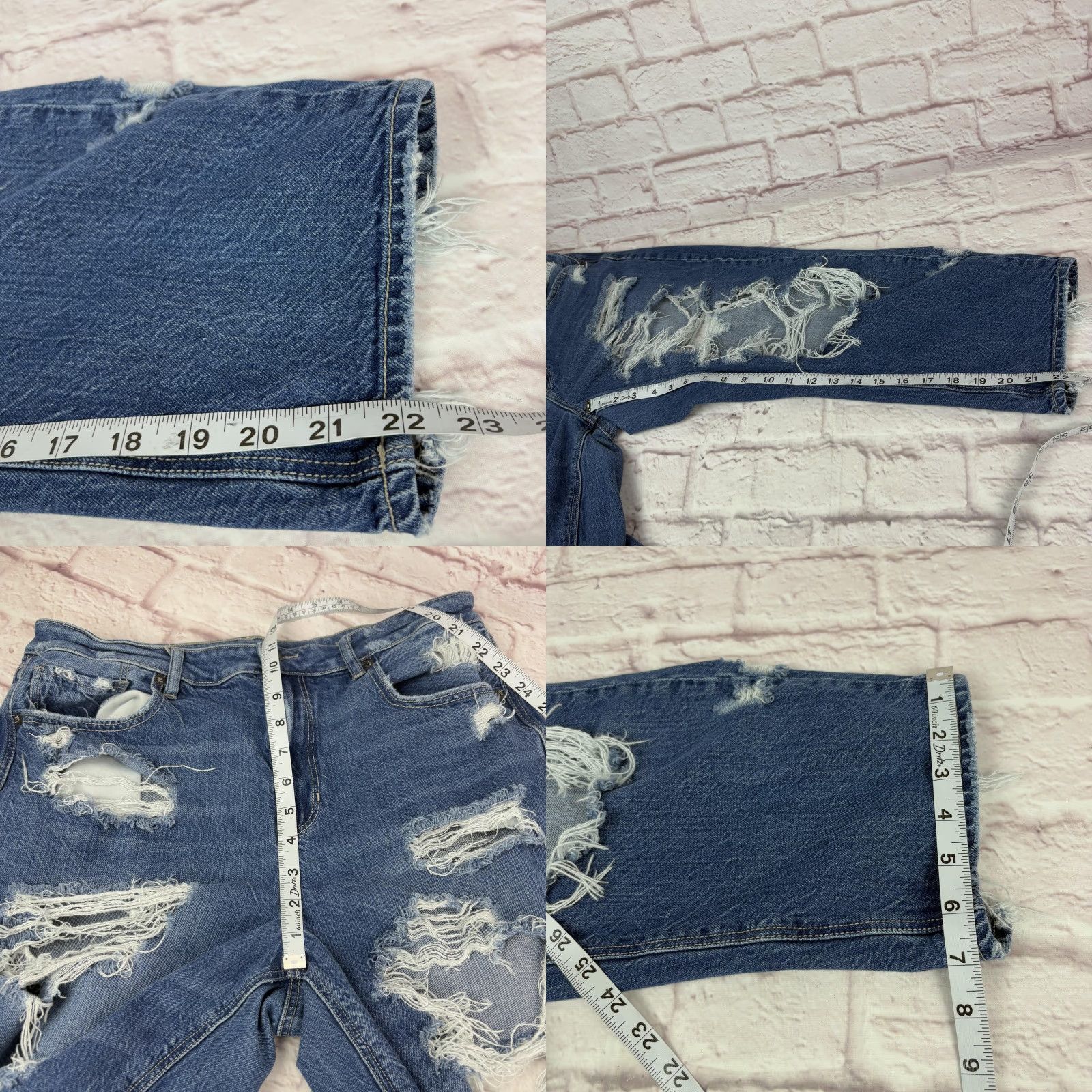 American Eagle Outfitters American Eagle Jeans Womens 14 X-Short Blue Mom Jean Distressed Ripped Cropped Size 36" / US 14 / IT 50 - 9 Thumbnail