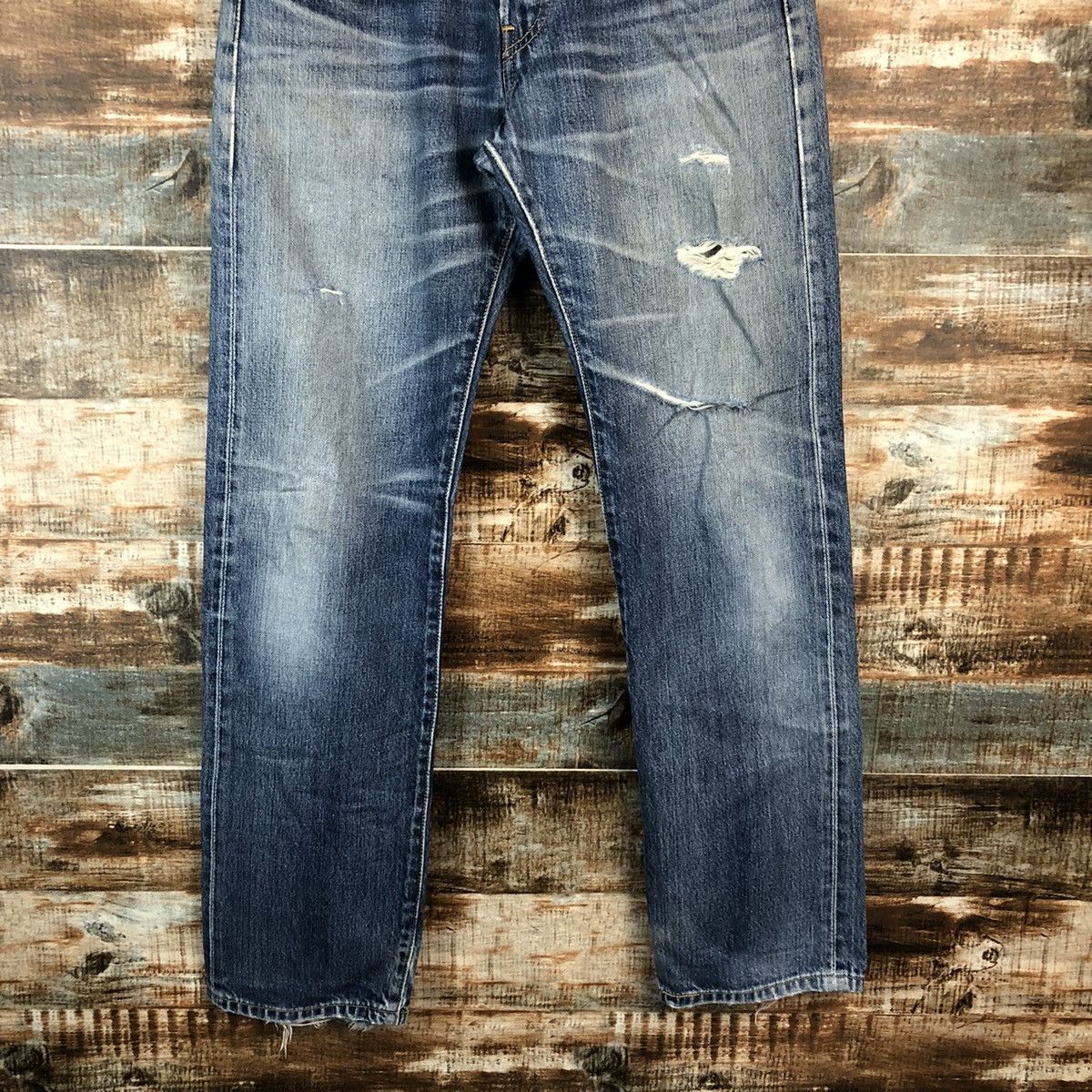 Levi's DLL 501 Levis Blue Distressed Denim Pants #C081 Size US 30 / EU 46 - 3 Thumbnail