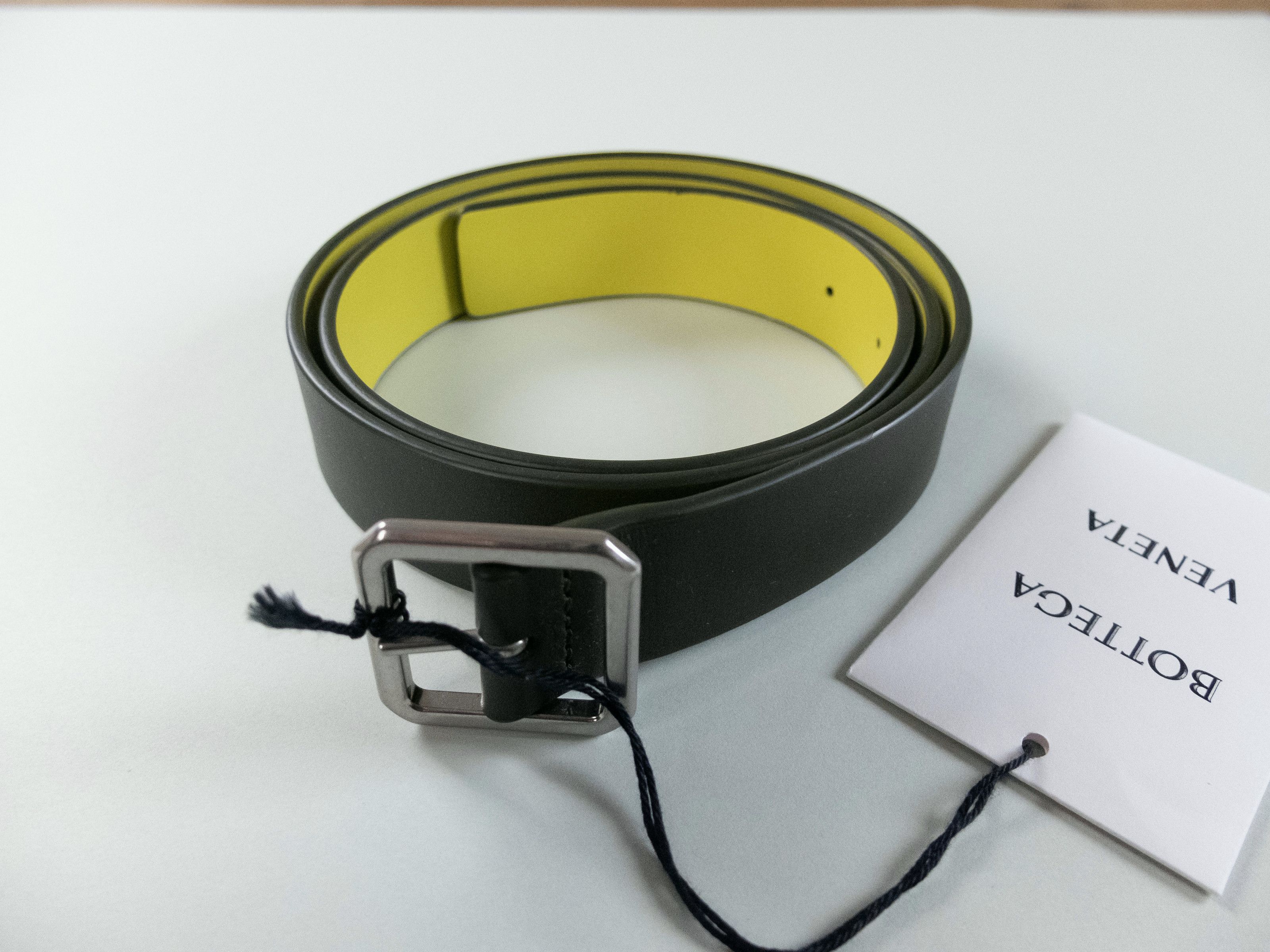 Bottega Veneta BOTTEGA VENETA dark green kiwi reversible leather belt 90 Size 36 - 2 Thumbnail