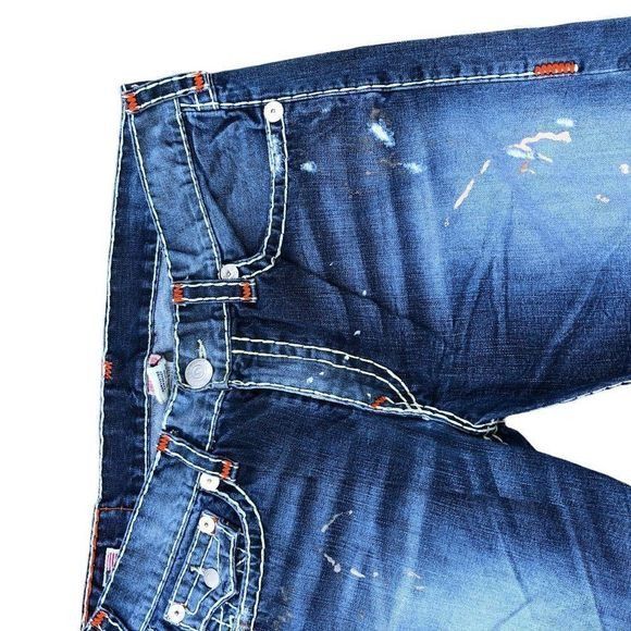 True Religion True Religion Jeans Size 38 RICKY SUPER T Blue Trashed Paint Size US 38 / EU 54 - 8 Thumbnail