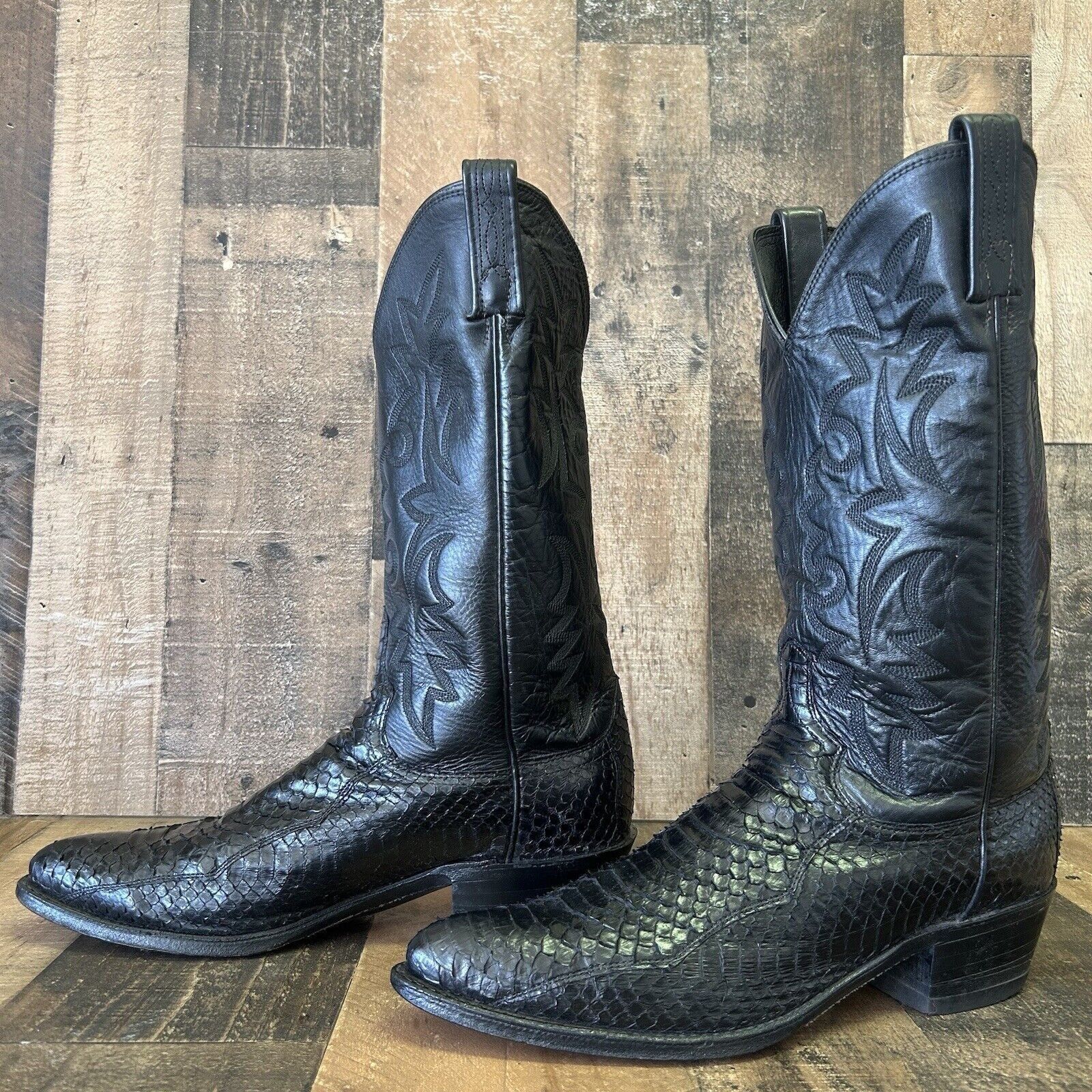 Dan Post Dan Post Classic Black Snakeskin Cowboy Boots Mens 9.5 D | Grailed