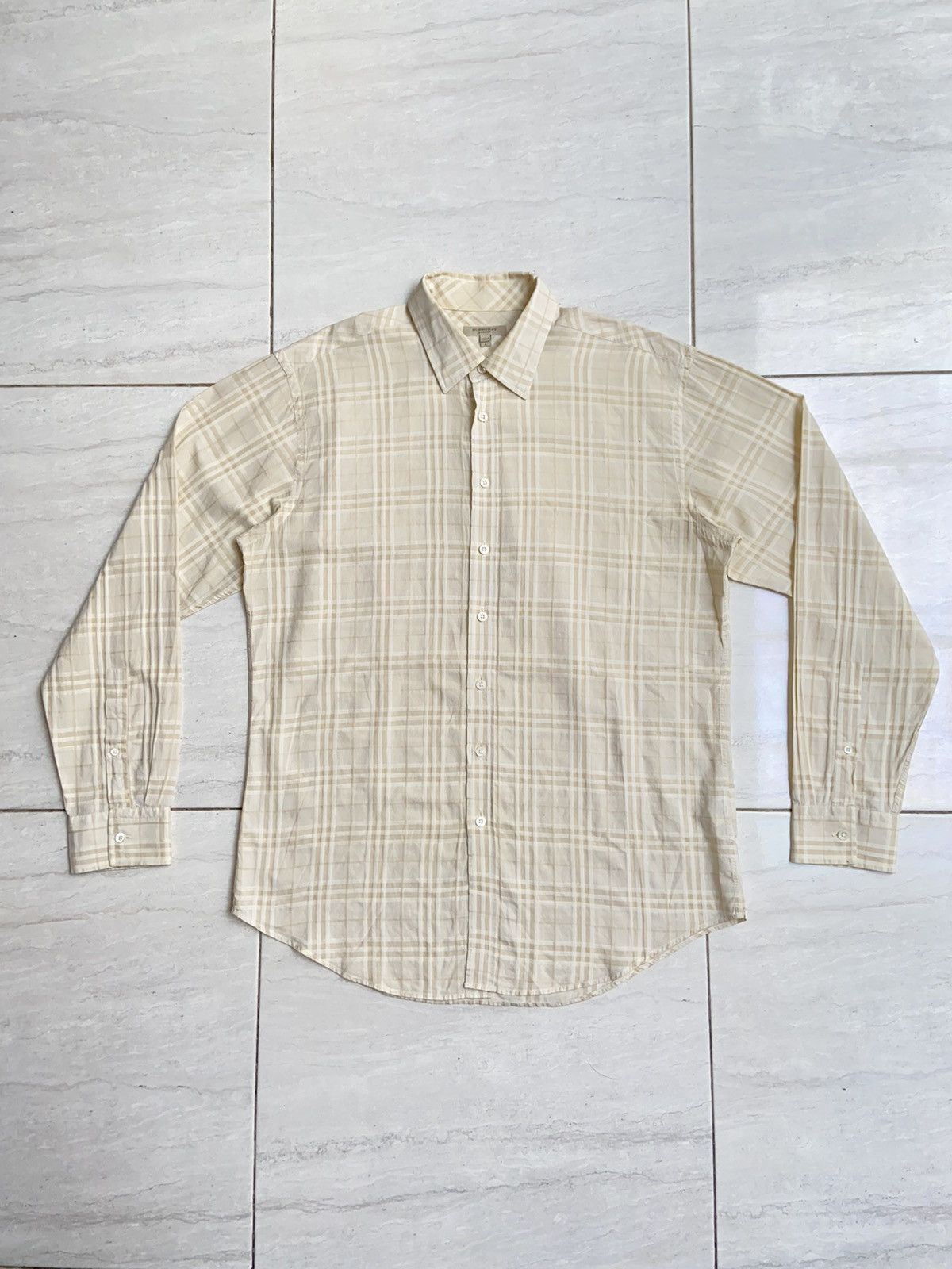 Burberry BURBERRY Cream Striped Shirt Size US L / EU 52-54 / 3 - 6 Thumbnail